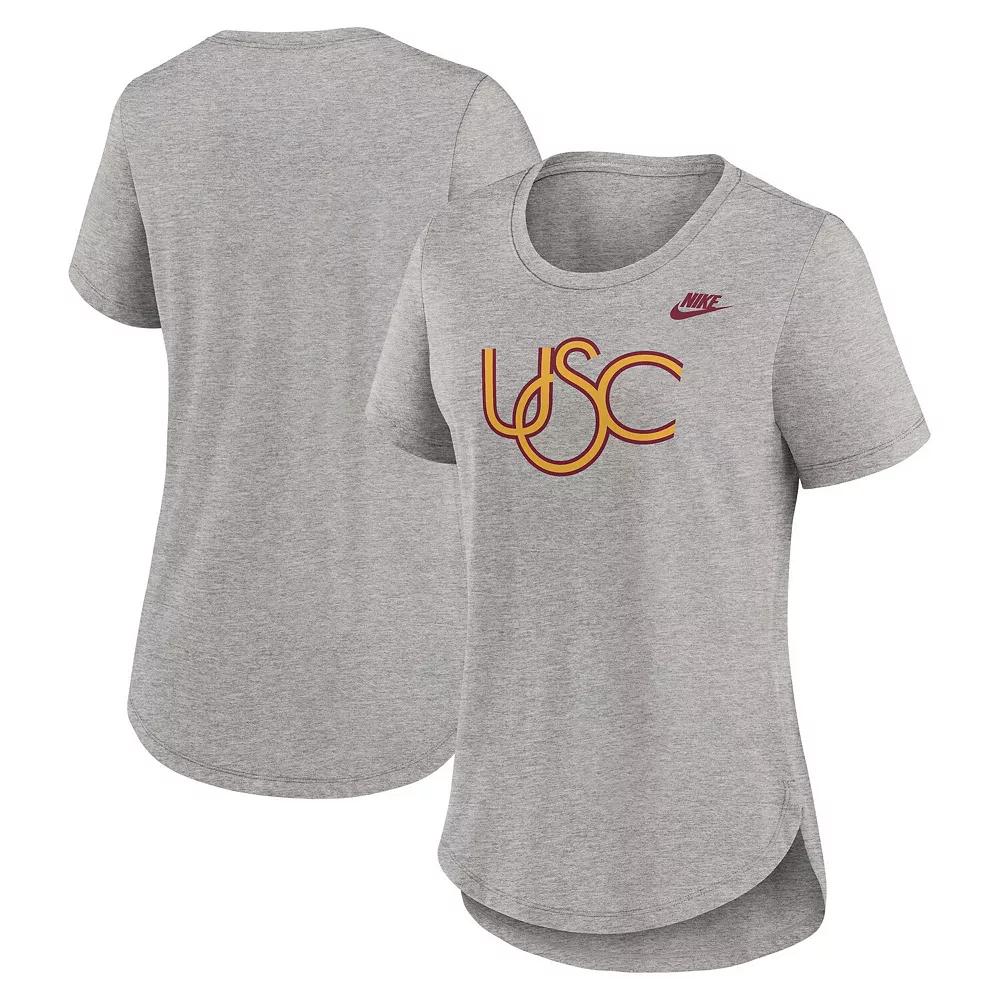 Women's Nike Heather Gray USC Trojans Legacy Tri-Blend T-Shirt, Size: Small, Grey Product Image