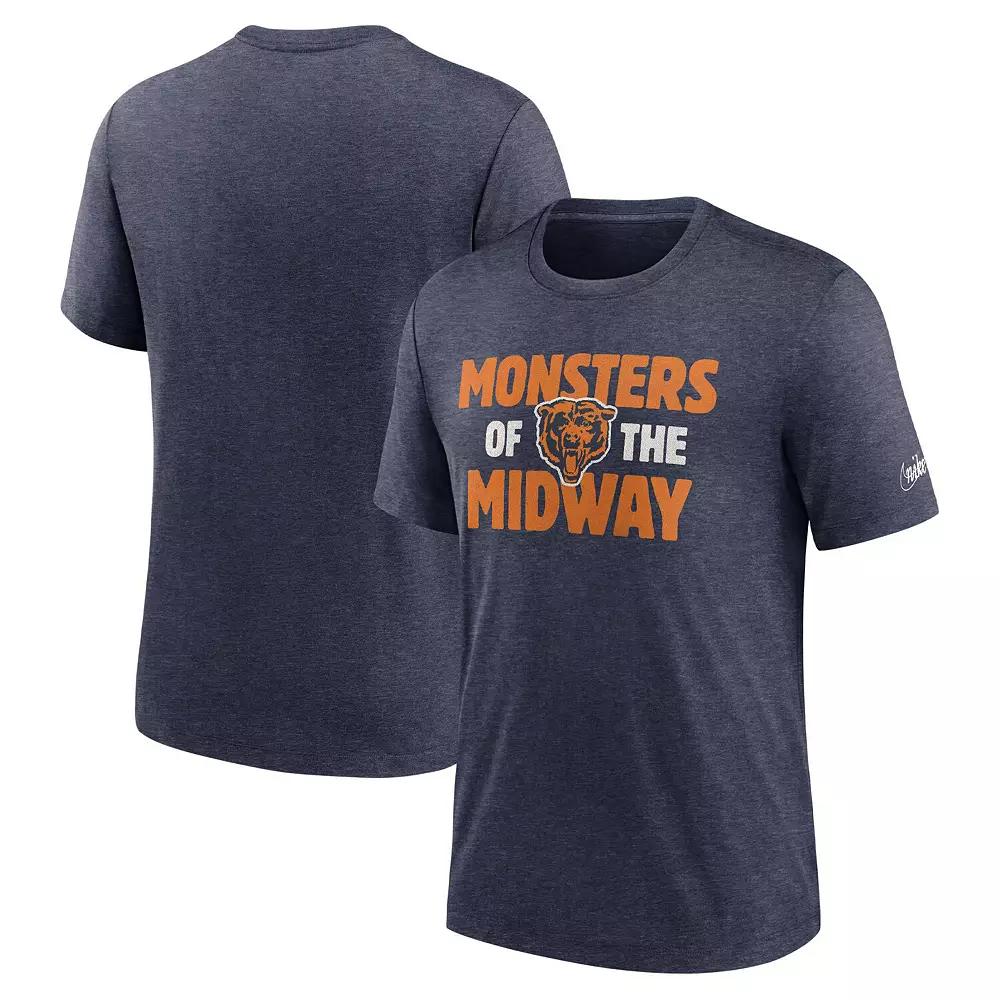 Men's Nike Heathered Navy Chicago Bears Local Tri-Blend T-Shirt,  Product Image