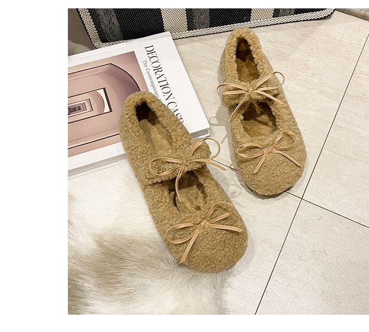 Bow Fleece Mary Jane Shoes Product Image