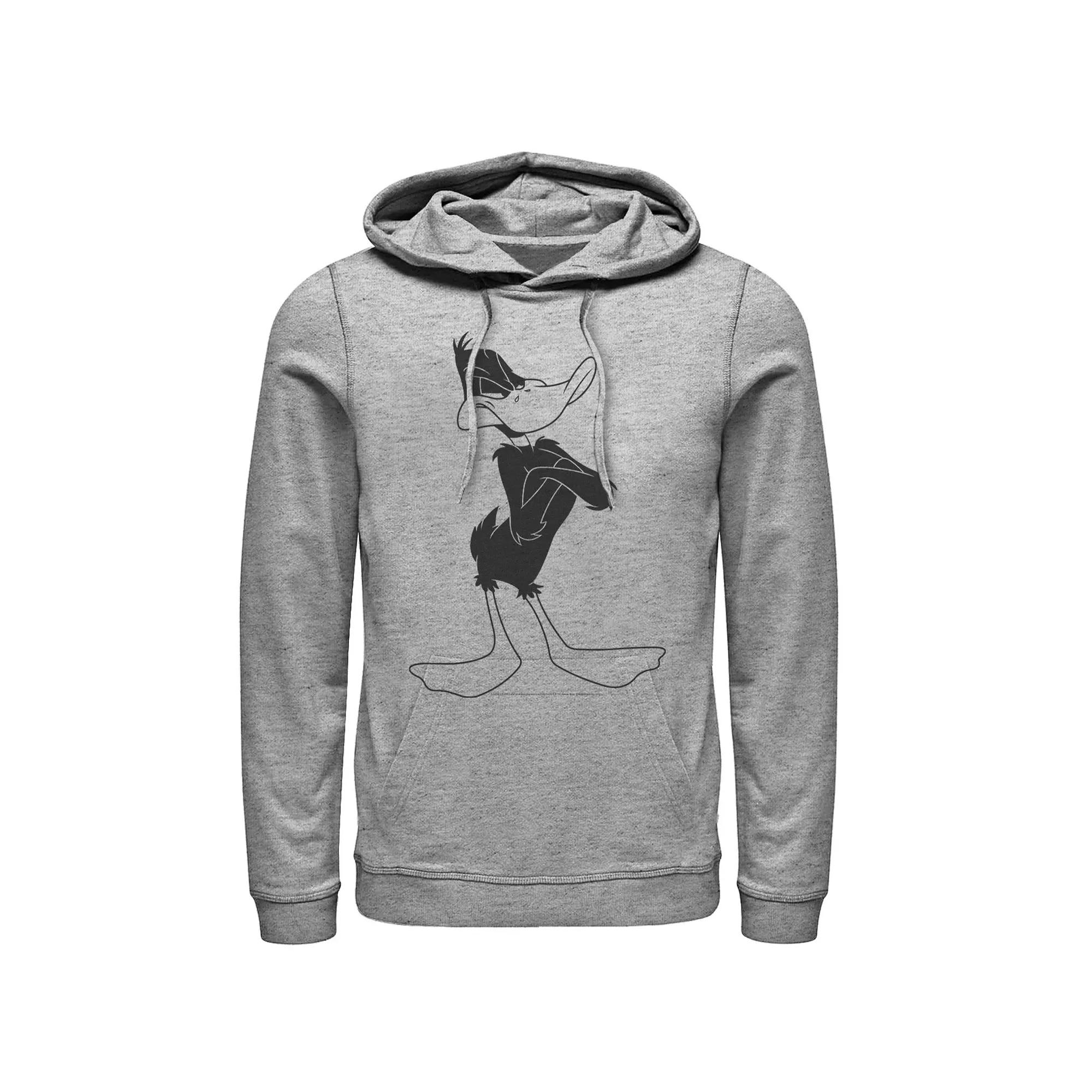 Men's Looney Tunes Daffy Duck Not Amused Portrait Hoodie, Size: 3XL, Athletic Grey Product Image