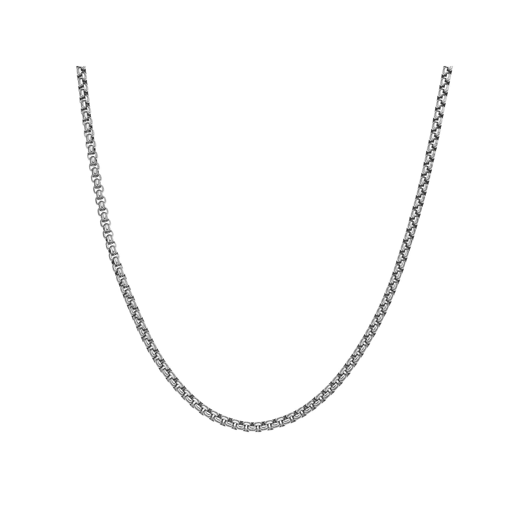 Mens LYNX Stainless Steel Round Box Chain Necklace Gold Tone Product Image