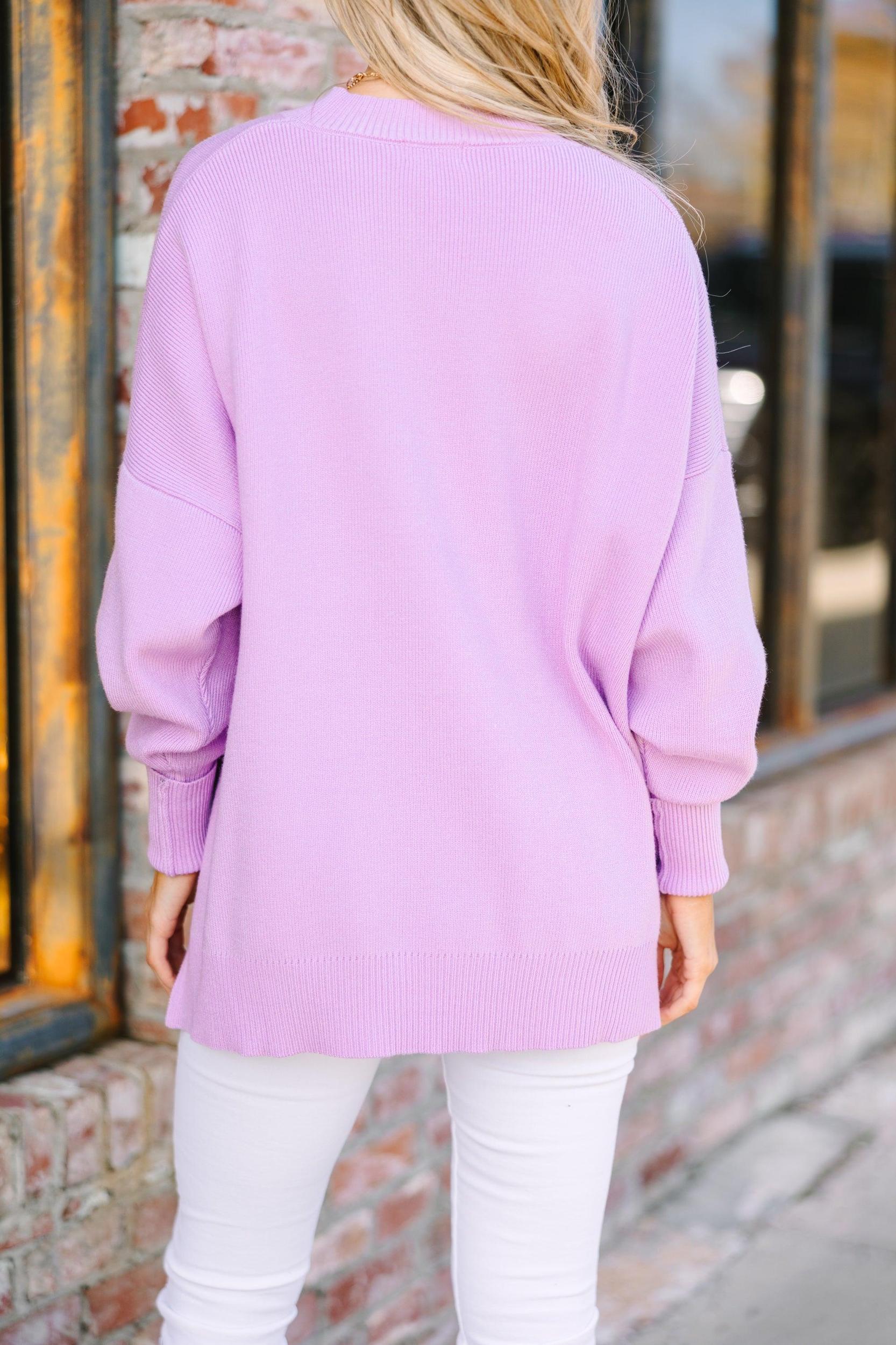 Perfectly You Lavender Purple Mock Neck Sweater Female Product Image