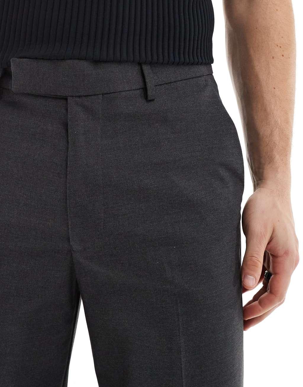 ASOS DESIGN straight leg pants in dark charcoal Product Image