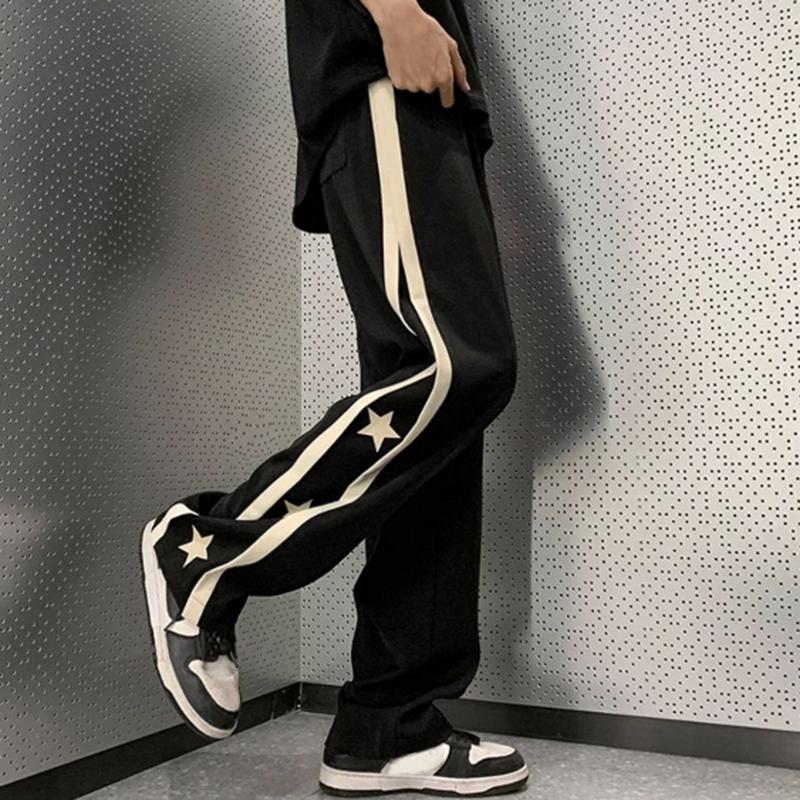 Sopula Retro High Street Trendy Patchwork Star Straight Sweatpants Product Image