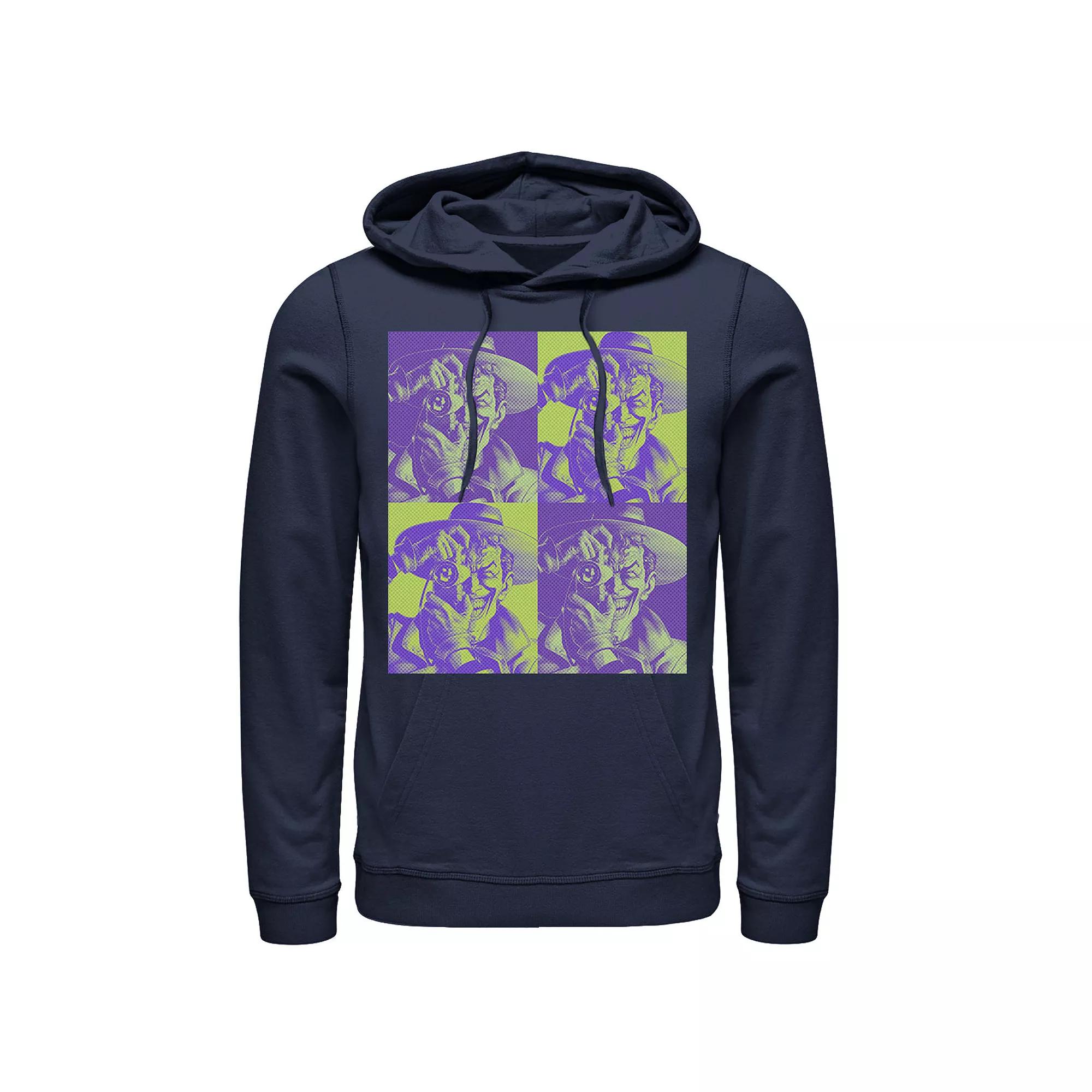 Men's DC Batman The Joker Halftone Popart Hoodie, Size: Large, Blue Product Image