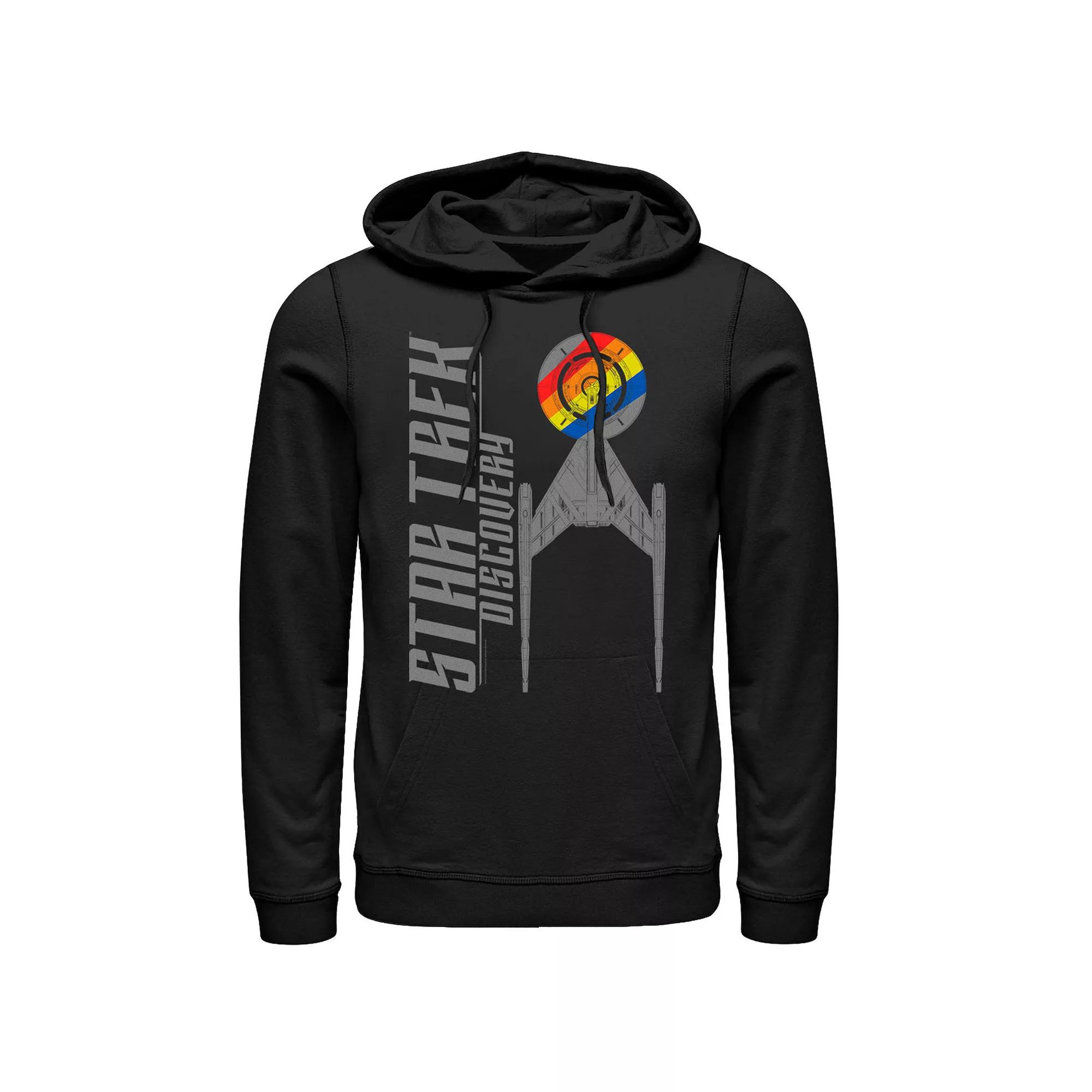 Men's Star Trek Discovery Rainbow Striped Ship Hoodie,  Product Image