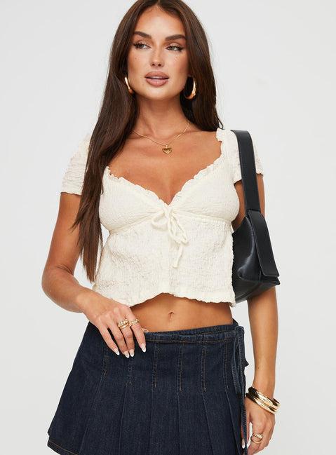 Kellan Cap Sleeve Top Cream Product Image