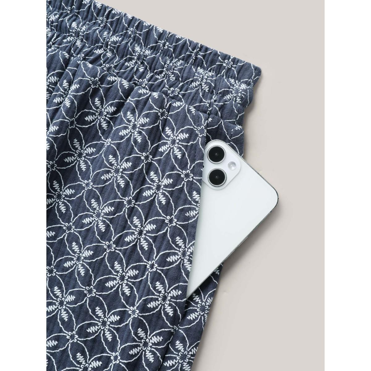 Plus Size Marine Elements Straight-Leg Shorts Women Indigo Resort Drawstring Straight Leg Vacation Shorts BloomChic 18-20/2X Product Image