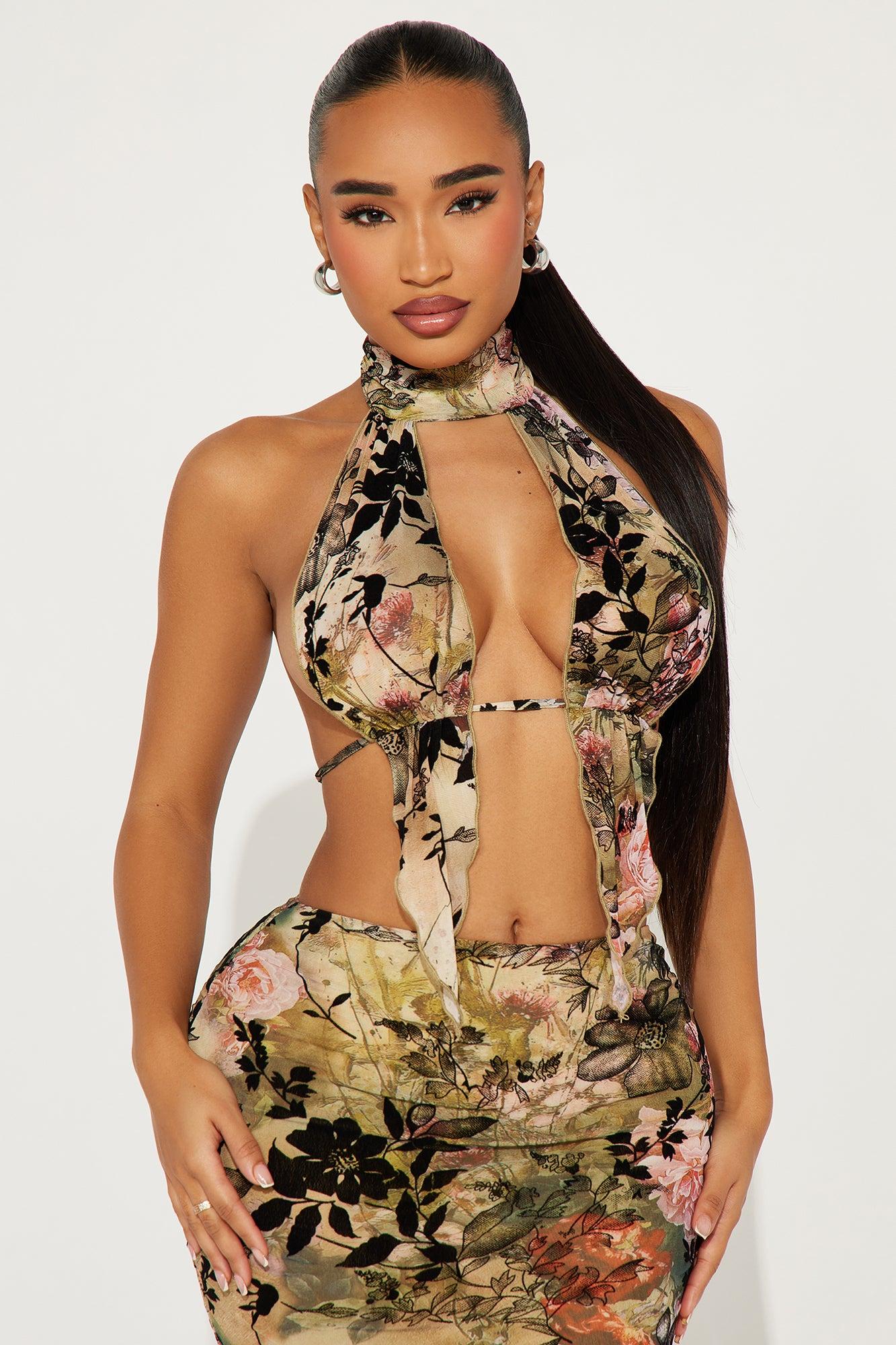 Serene Temptation Mesh Skirt Set - Cream/combo Product Image