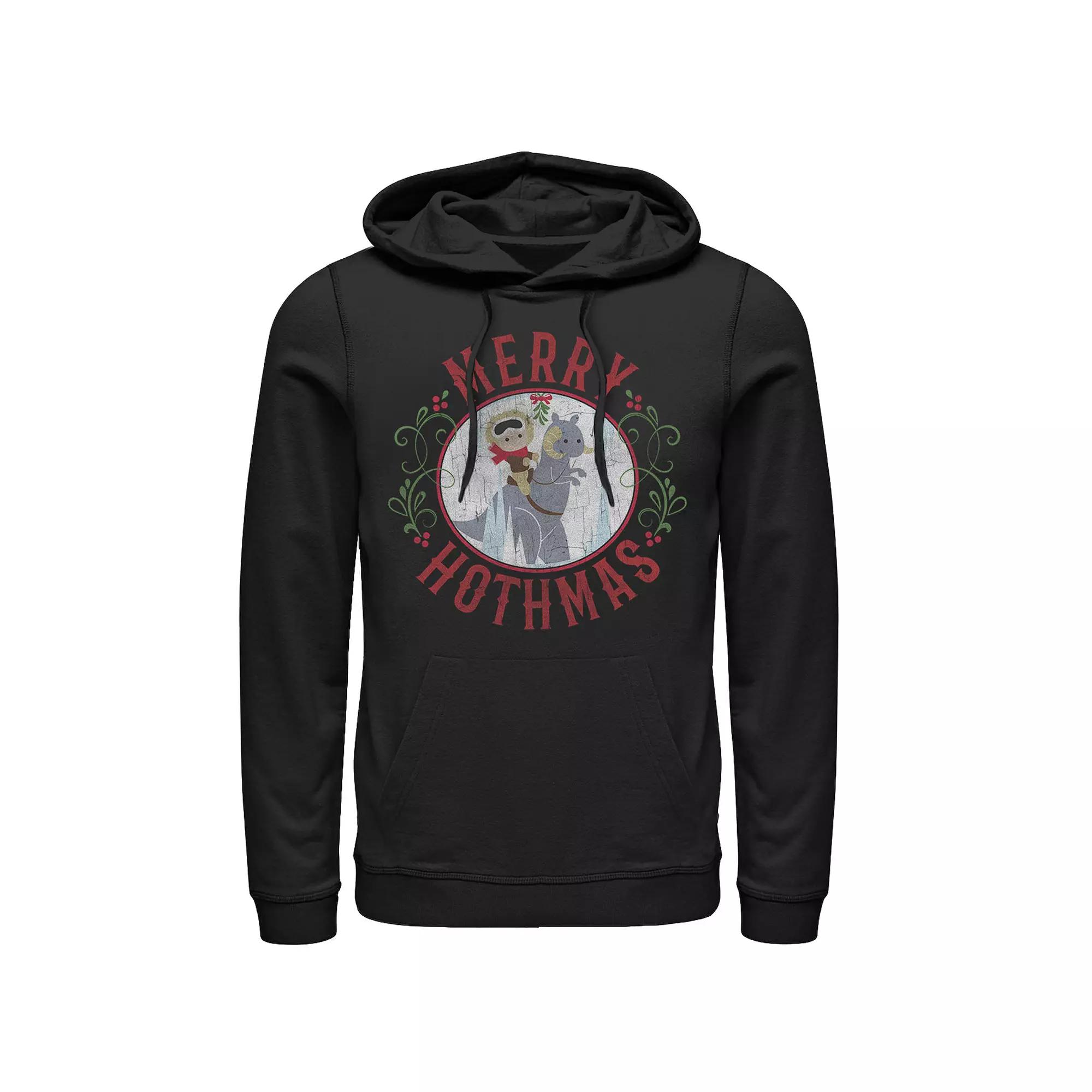 Men's Star Wars Merry Hothmas Cute Cartoon Mistletoe Circle Hoodie,  Product Image