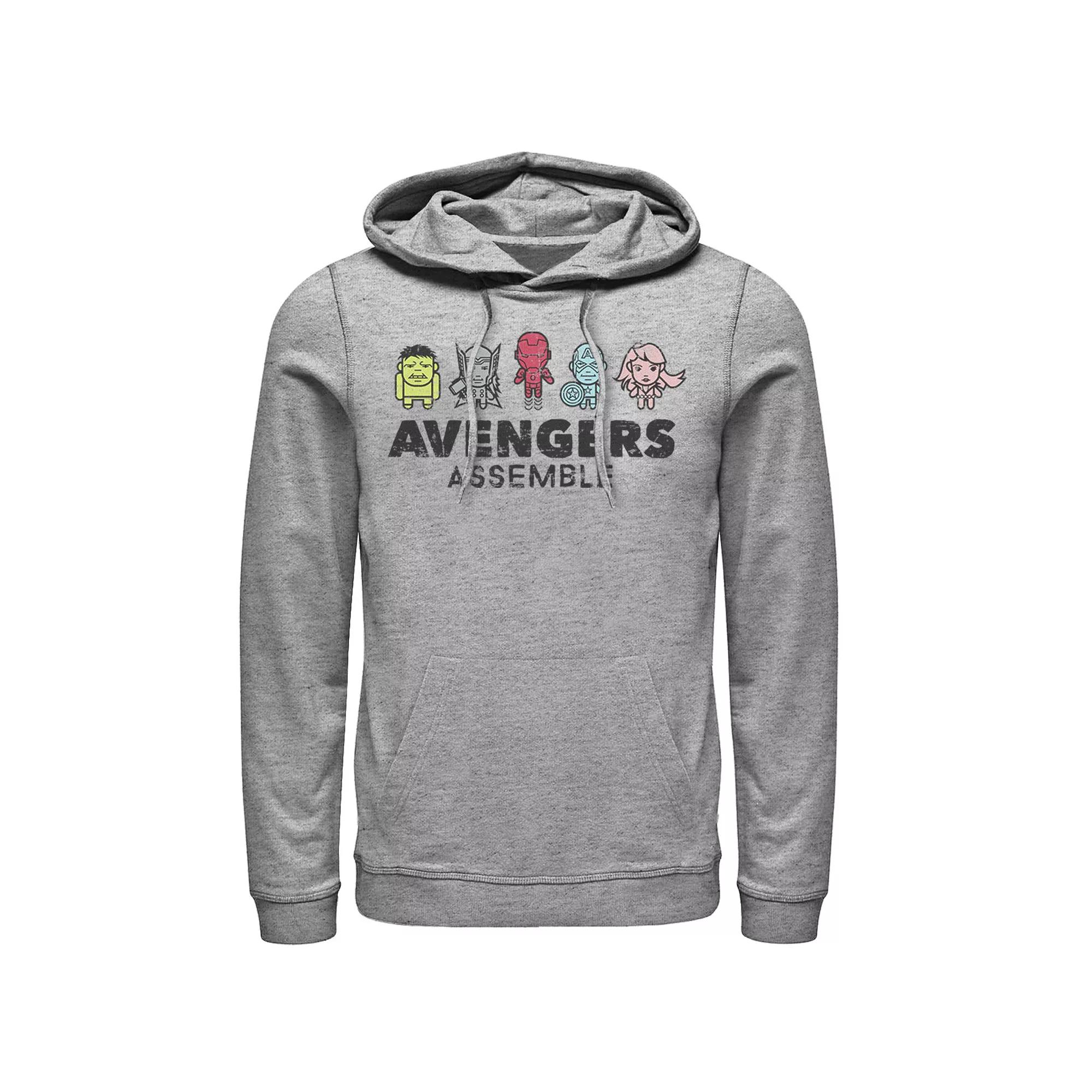 Men's Marvel Avengers Assemble Cartoon Chest Logo Hoodie, Size: Small, Athletic Grey Product Image