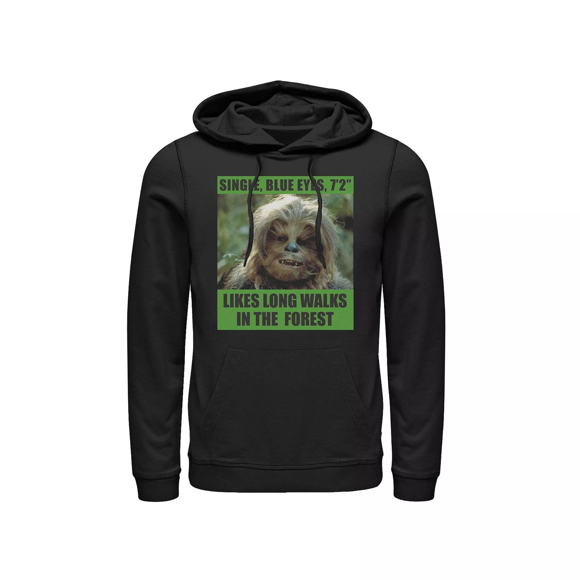 Men's Star Wars Chewbacca Single Blue Eyes Likes Long Walks Hoodie,  Product Image