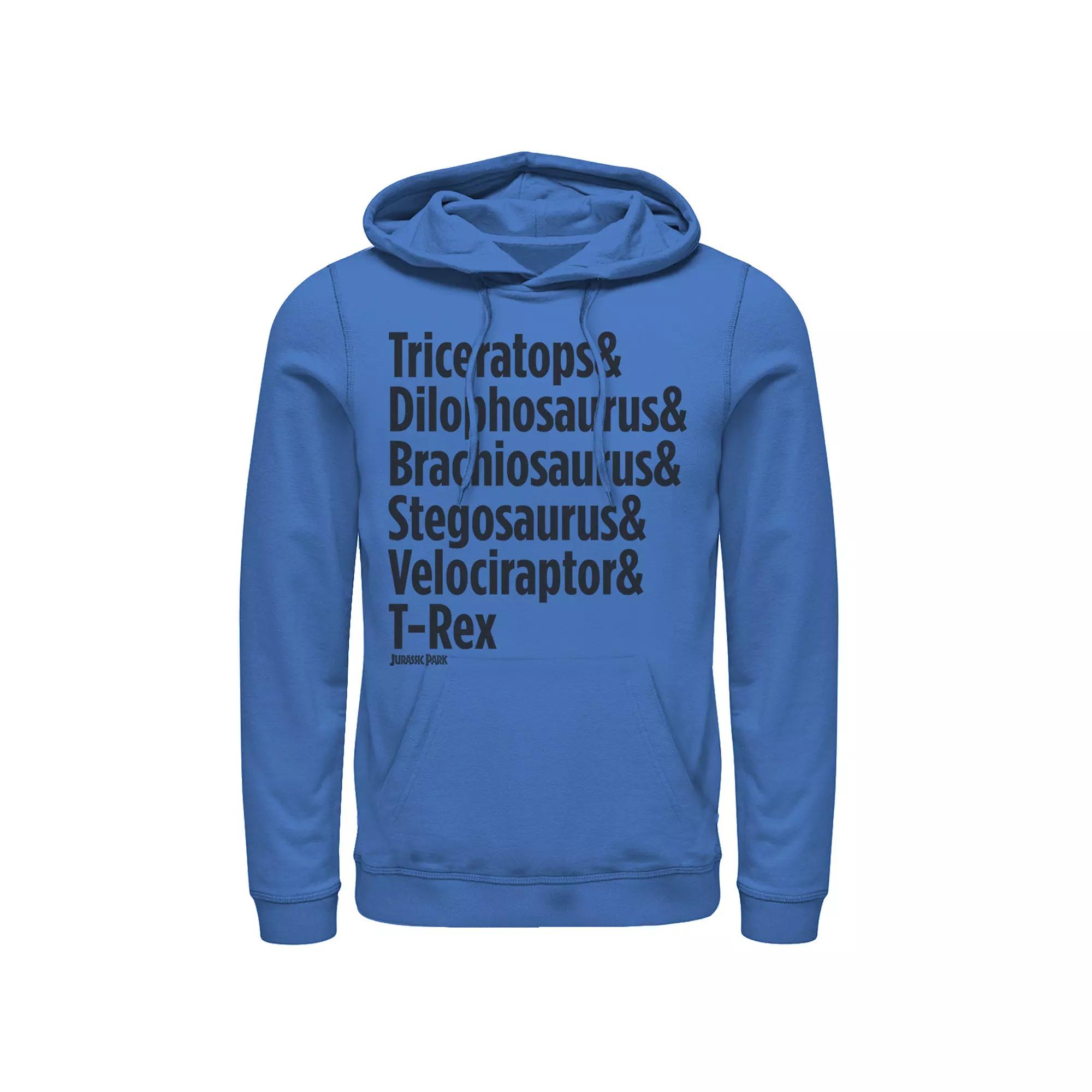 Men's Jurassic Park Dinosaur Name Types Graphic Pullover Graphic Hoodie,  Product Image