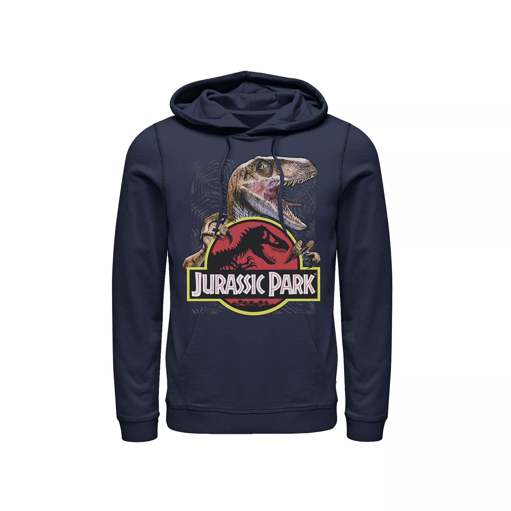Men's Jurassic Park Raptor Holding Colored Logo Graphic Pullover Hoodie,  Product Image