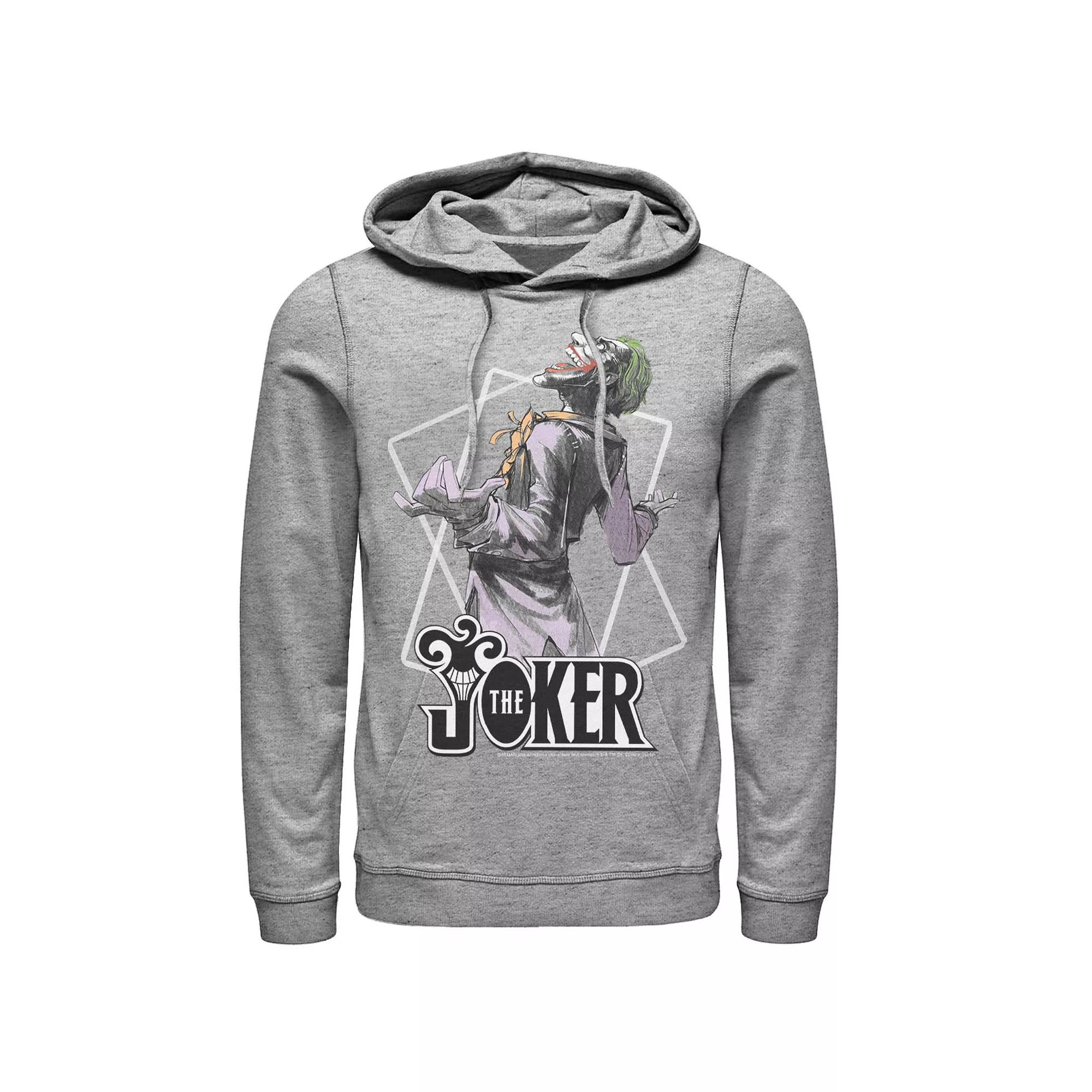 Men's DC Comics The Joker Card Outline Hoodie, Size: XL, Athletic Grey Product Image