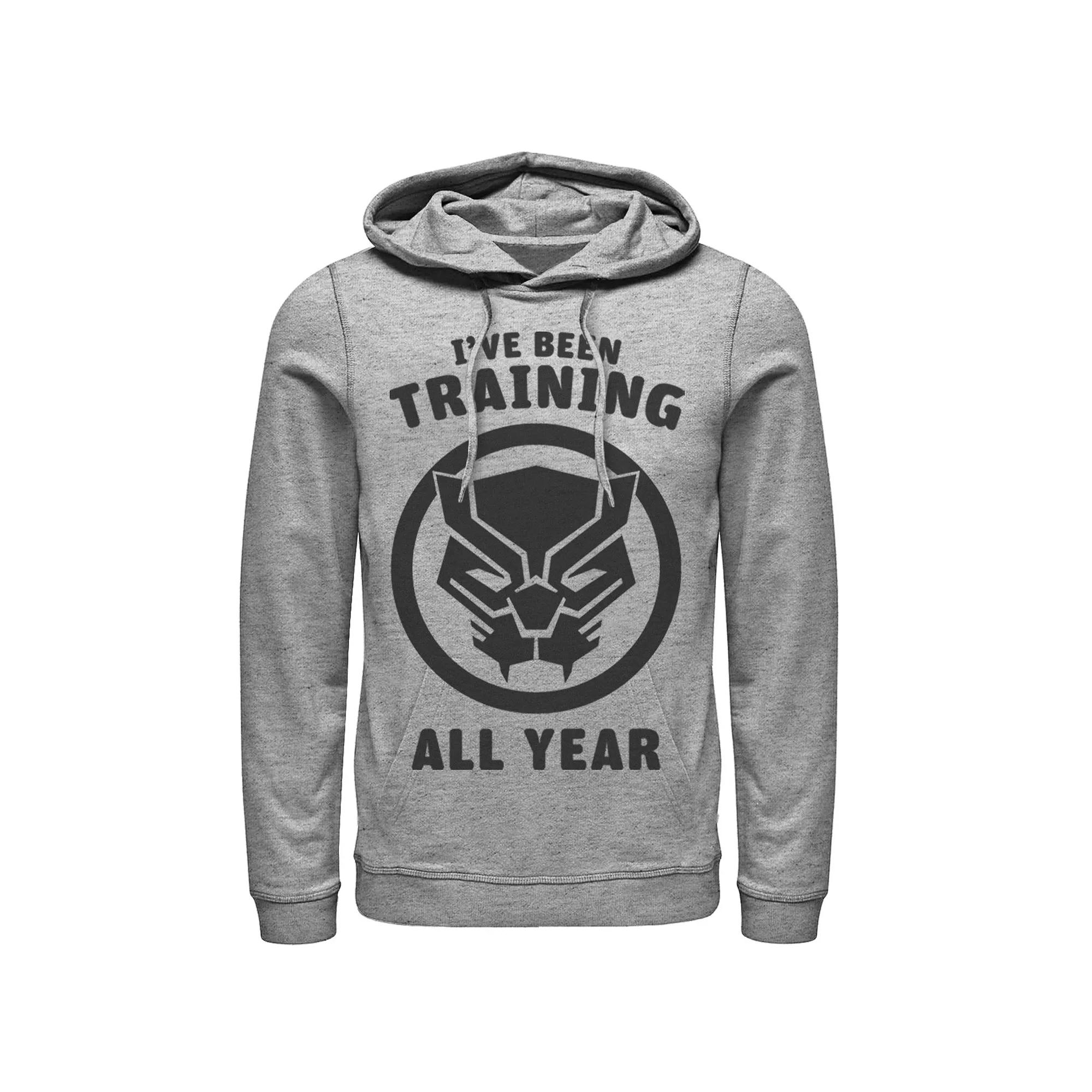 Men's Marvel Avengers Black Panther Training All Year Logo Hoodie, Size: Small, Athletic Grey Product Image