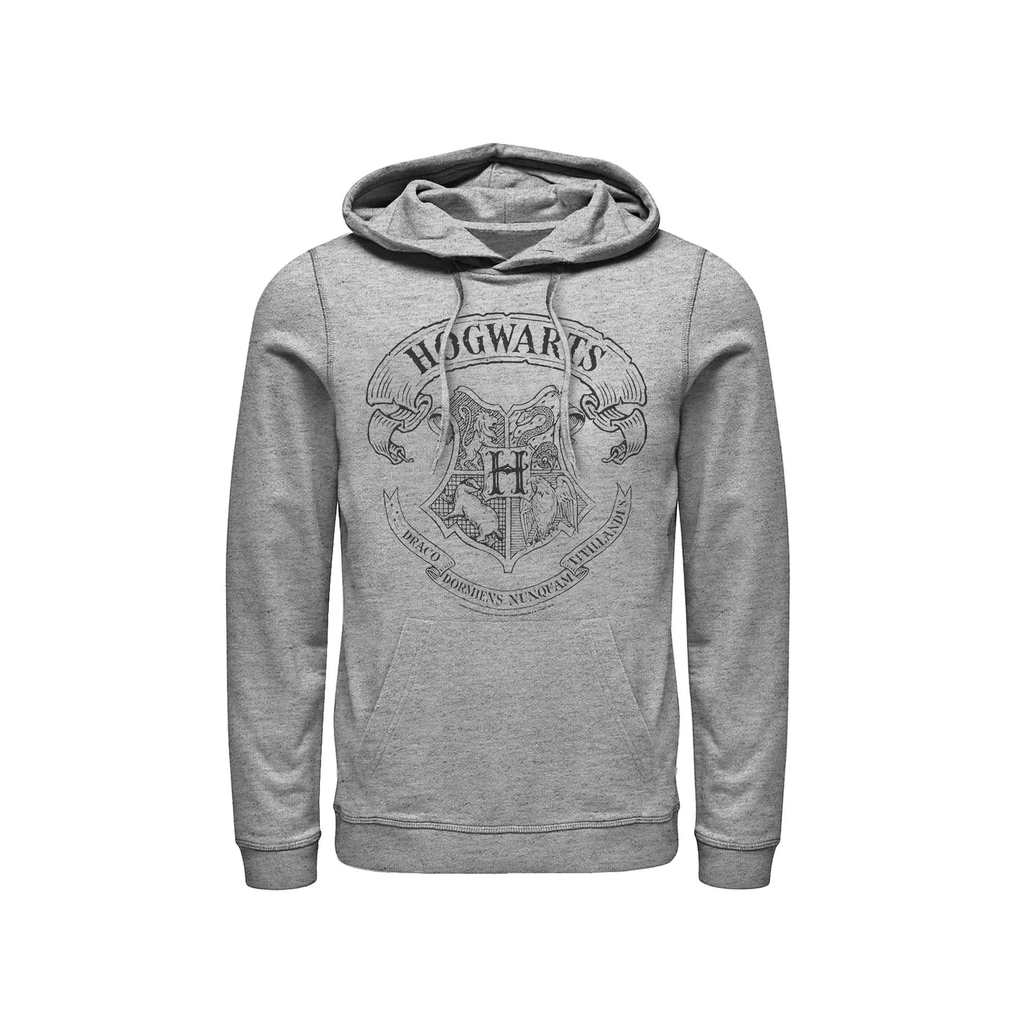 Men's Harry Potter Simple Hogwarts Crest Outline Graphic Pullover Hoodie,  Product Image