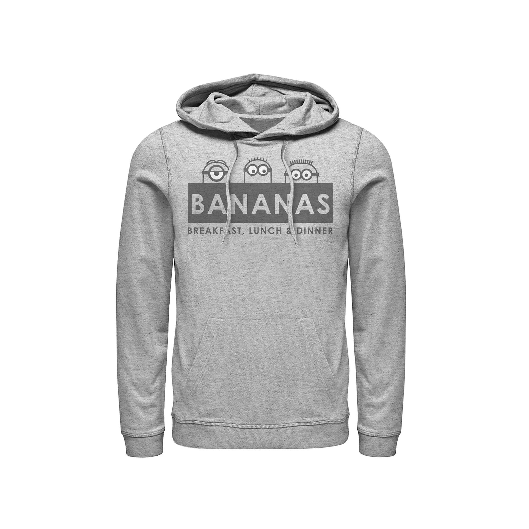 Men's Despicable Me Minions Bananas Meal Times Pullover Hoodie, Size: Medium, Athletic Grey Product Image