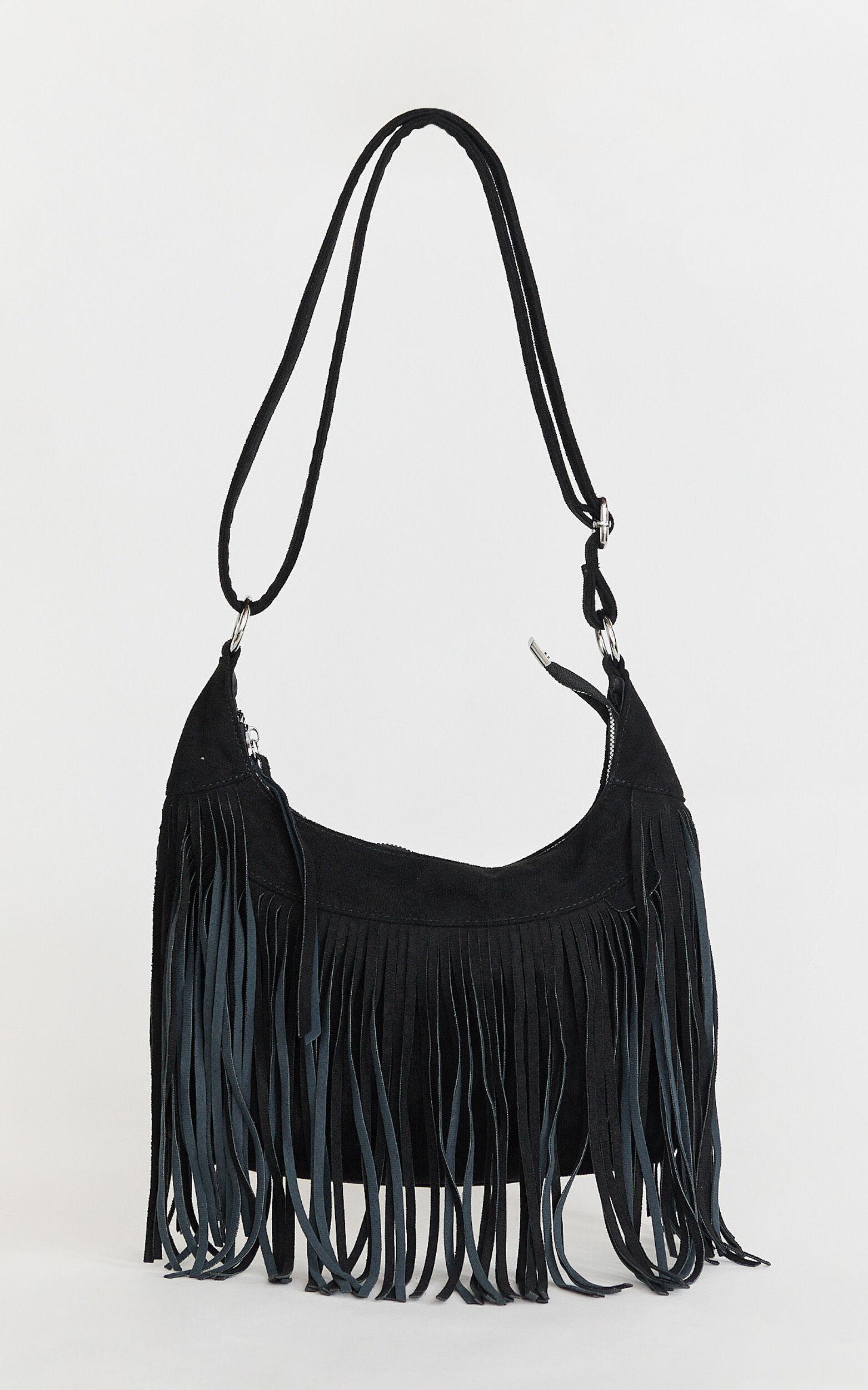 Frieda Bag - Fringe Crossbody Bag in Black Product Image