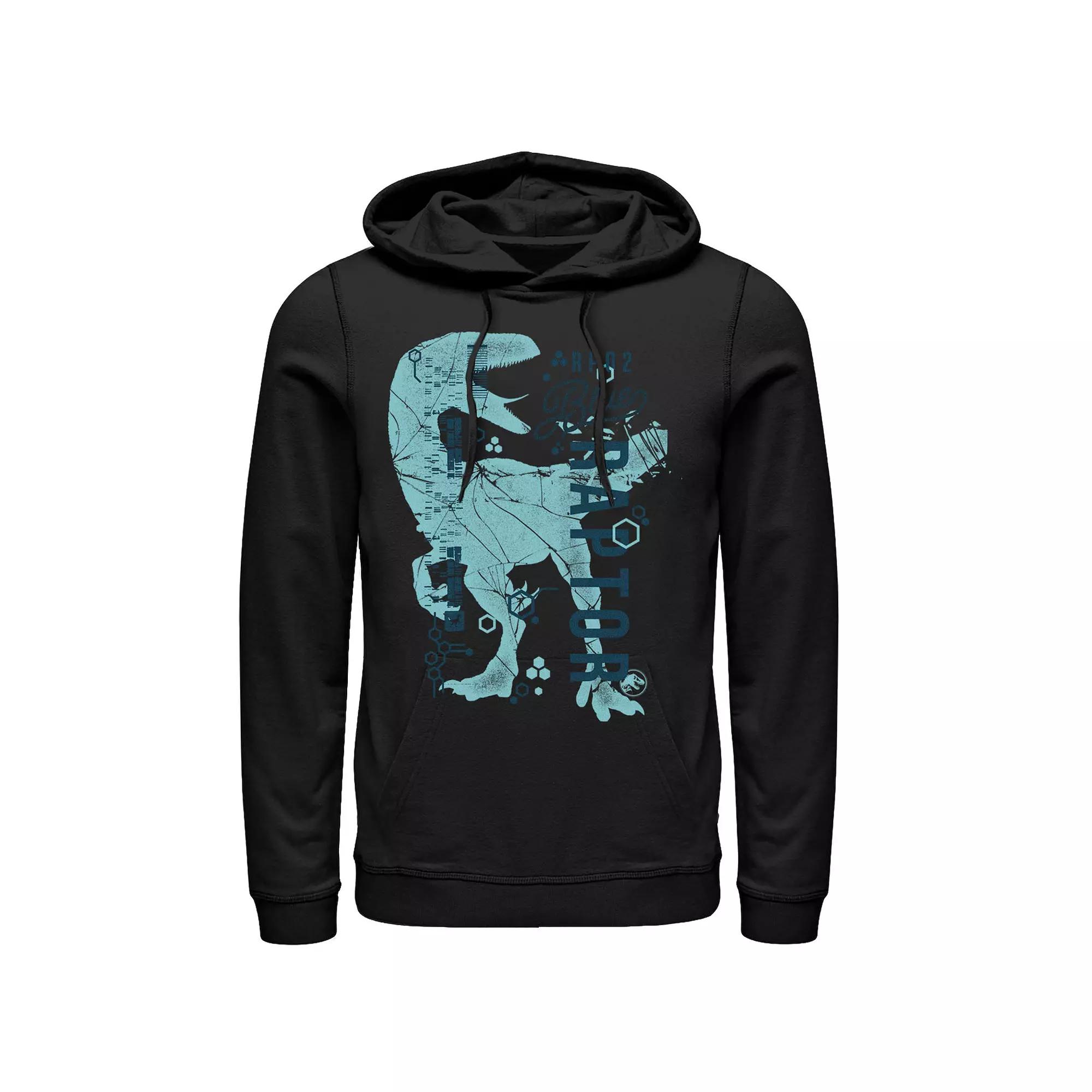 Men's Jurassic World Two Blue Raptor DNA Code Silhouette Hoodie,  Product Image