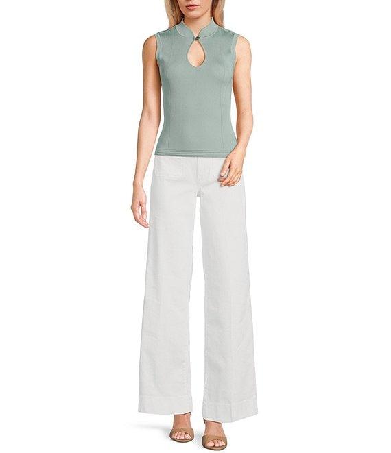 Guess Malia Mock Neck Sleeveless Ribbed Sweater Top Product Image