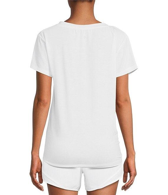 Antonio Melani Active Impact V-Neck Short Sleeve Relaxed Fit Knot Front Coordinating Shirt Product Image