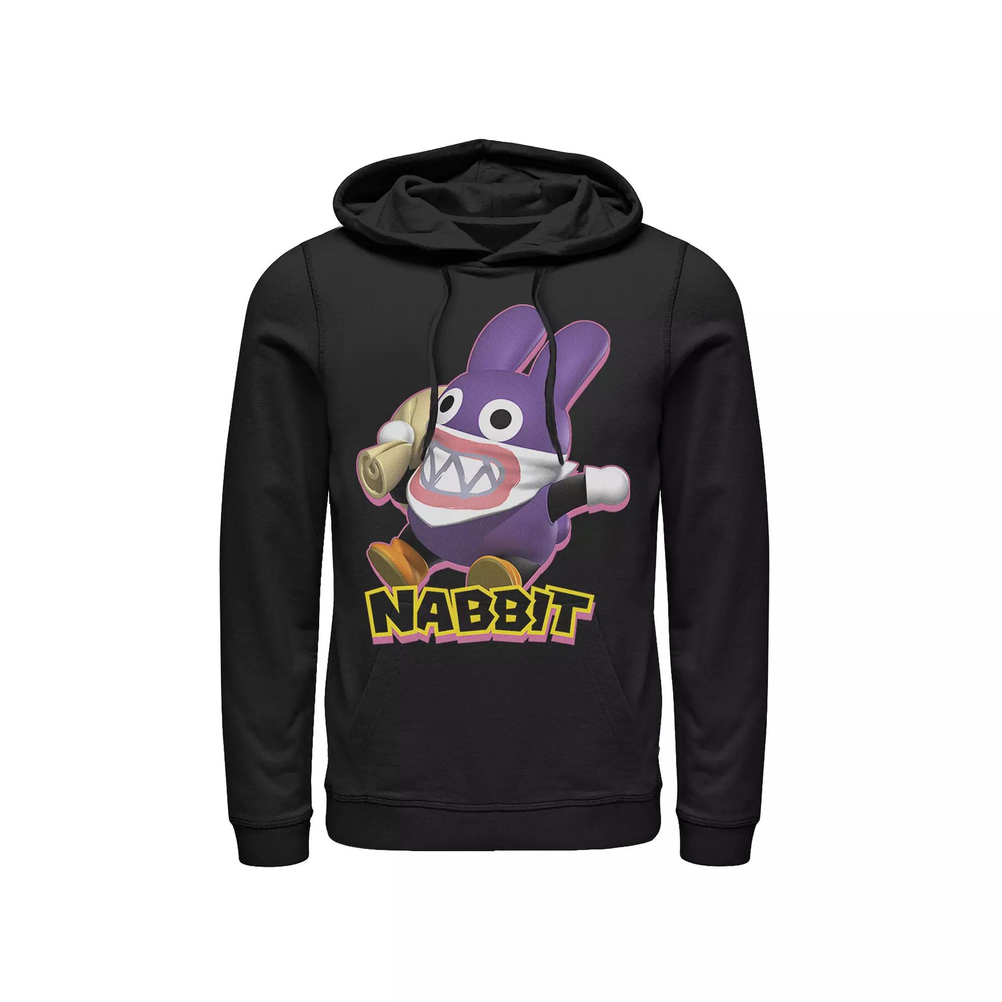 Men's Nintendo Super Mario Nabbit Action Pose Portrait Logo Hoodie, Size: XL, Black Product Image
