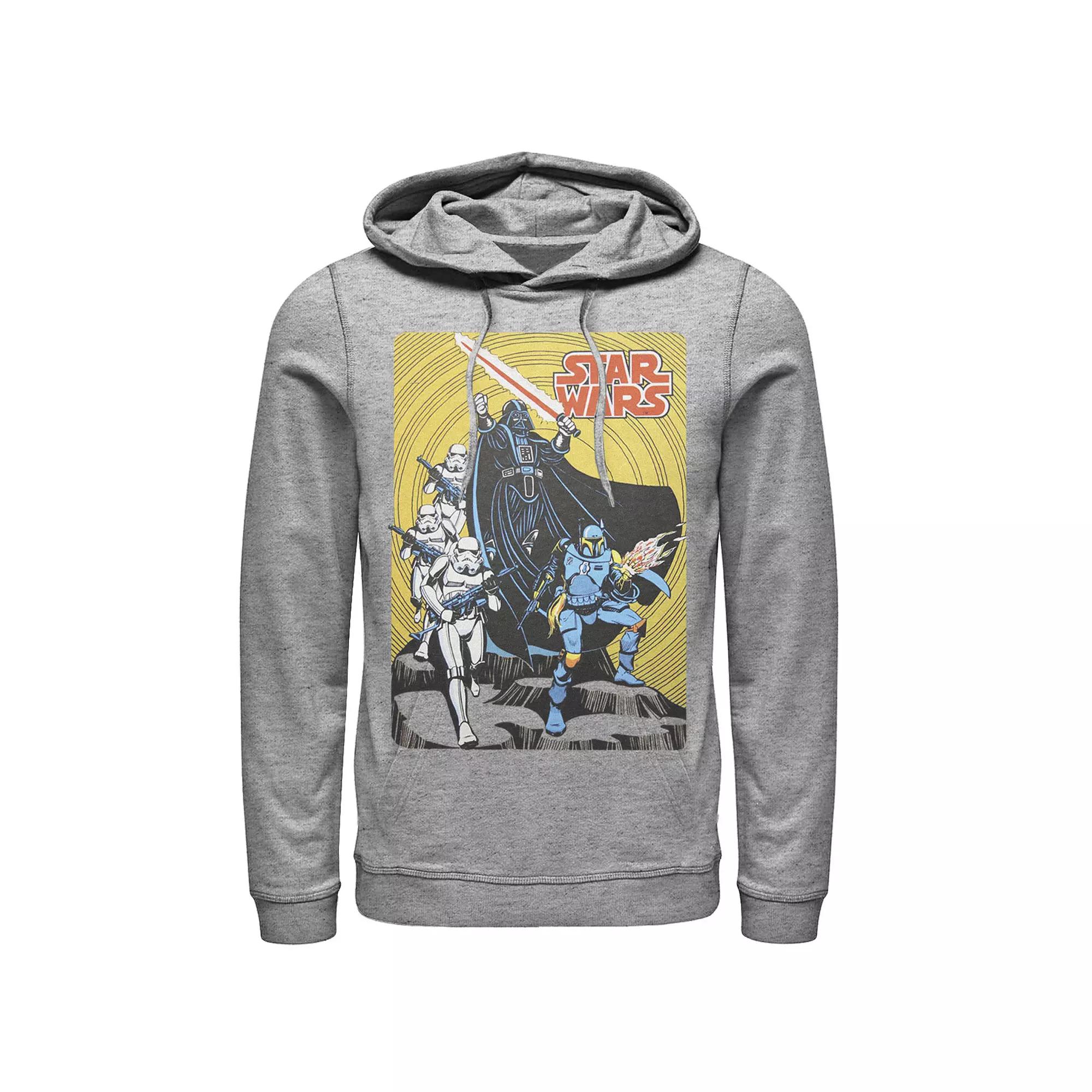 Men's Star Wars Vintage Group Shot Poster Hoodie, Size: Large, Athletic Grey Product Image