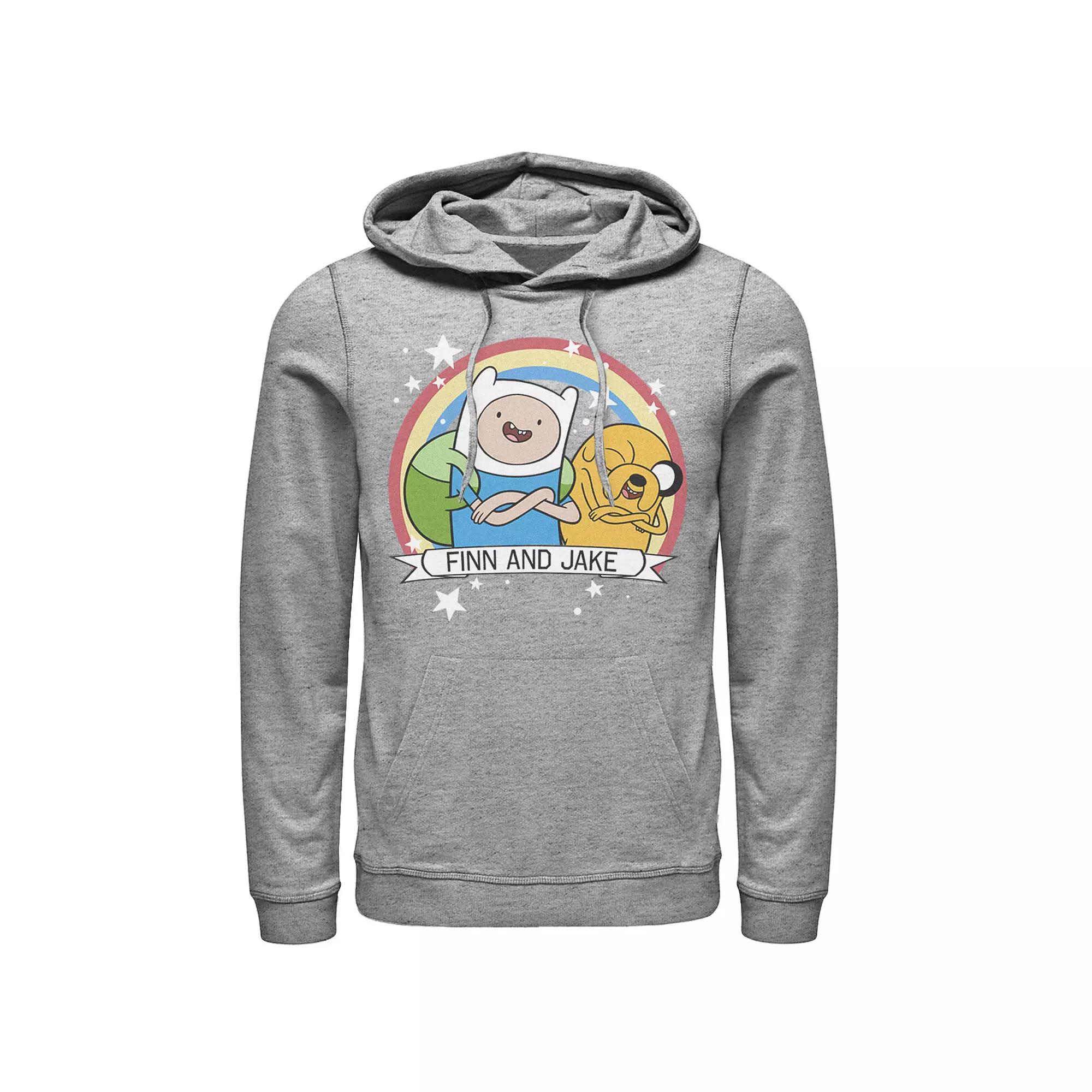 Men's Cartoon Network Adventure Time Finn & Jake Rainbow Banner Hoodie,  Product Image