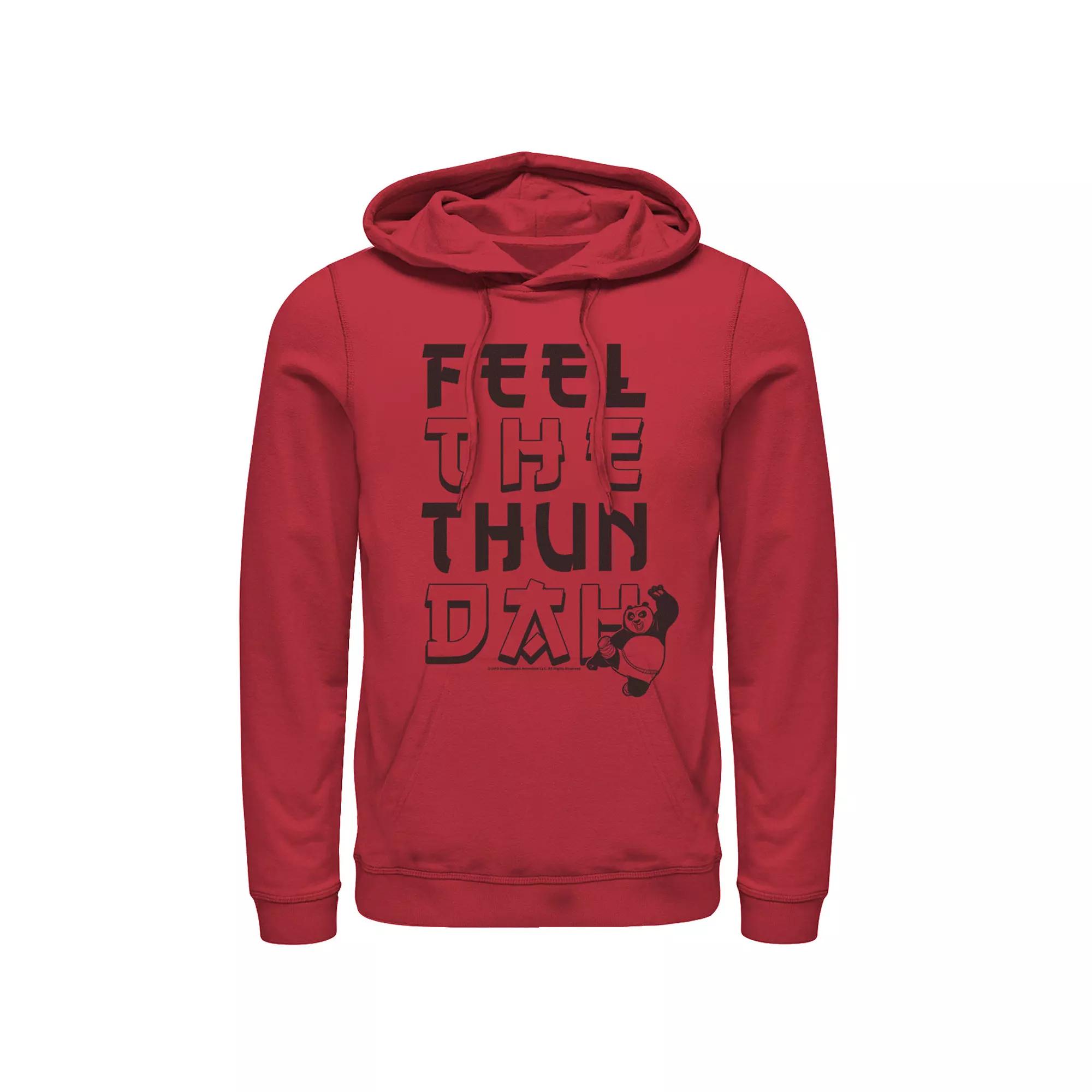 Men's Kung Fu Panda Feel the Thundah Word Stack Hoodie, Size: XXL, Red Product Image