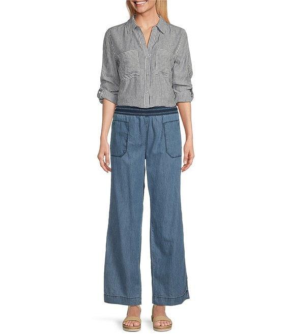 Westbound Smocked Waist Wide-Leg Linen Pants Product Image