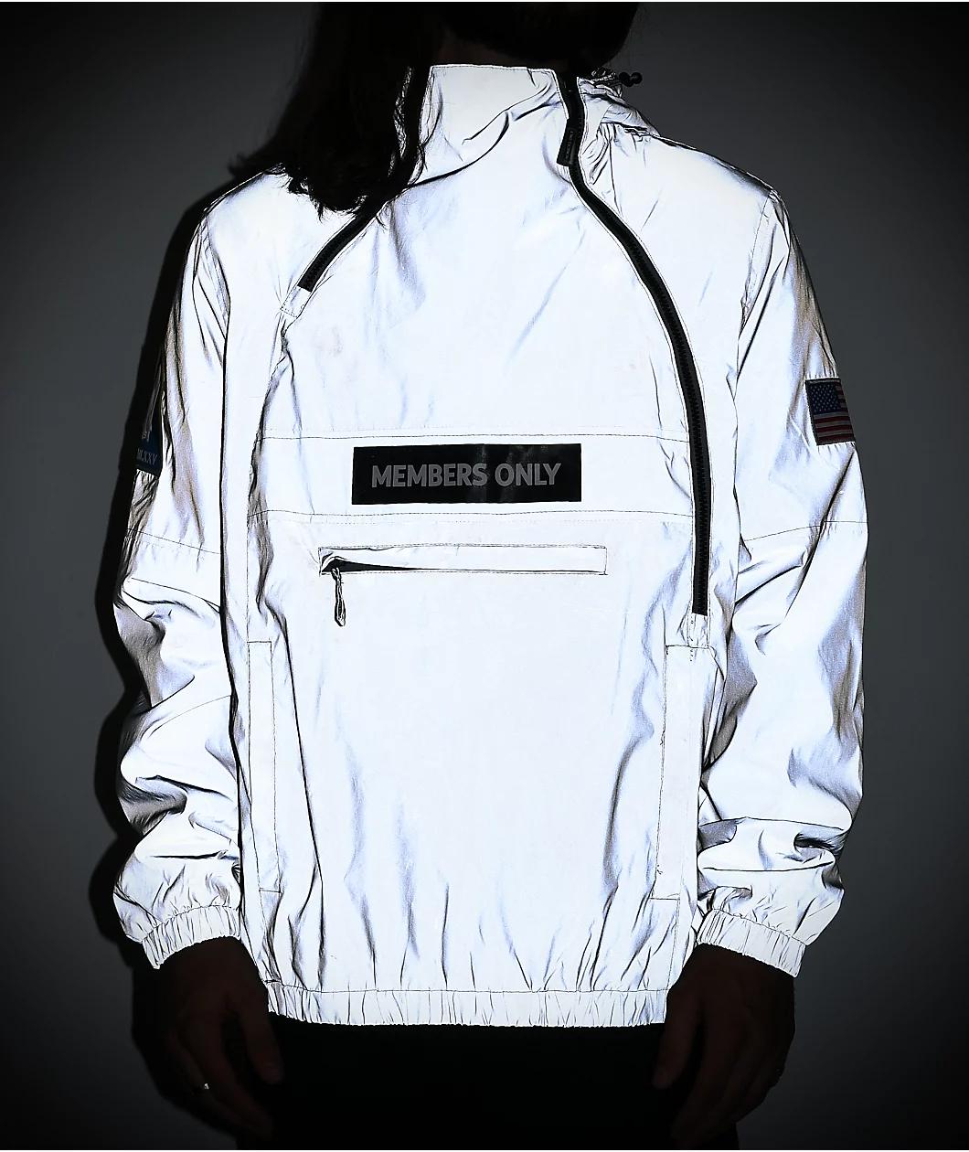 Members Only Space Suit Silver Reflective Pullover Jacket Product Image