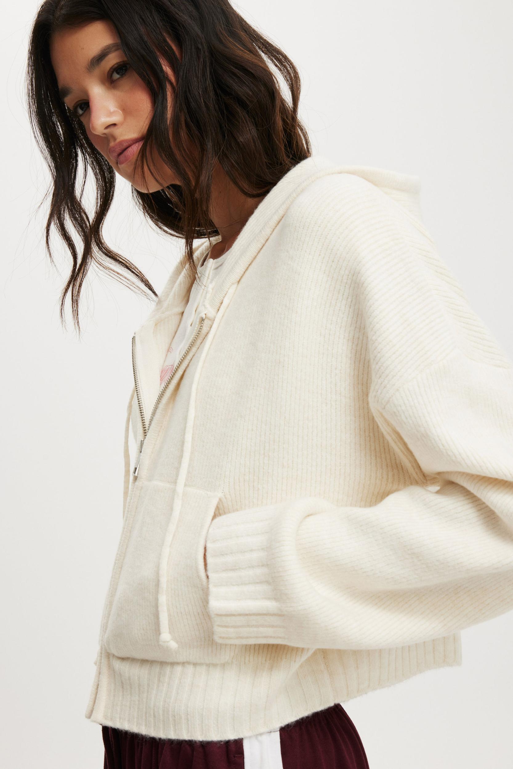 Luxe Cropped Knit Hoodie Product Image