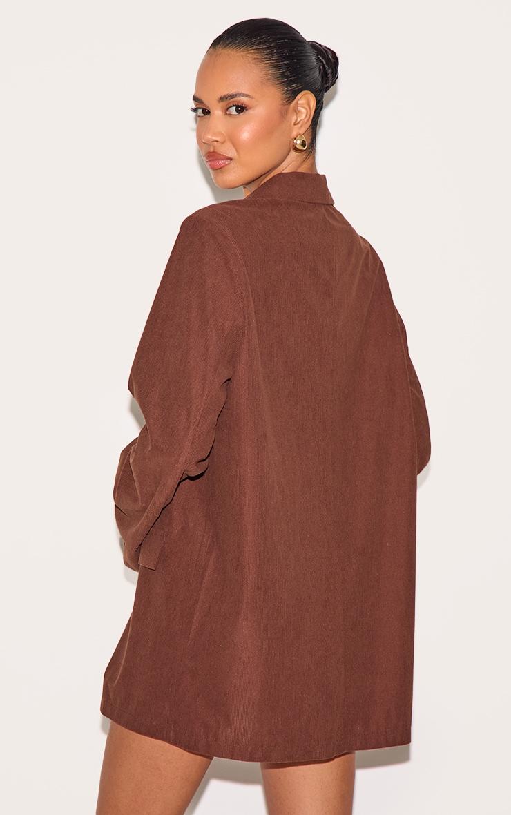  Chocolate Cord Oversized Blazer Dress Product Image