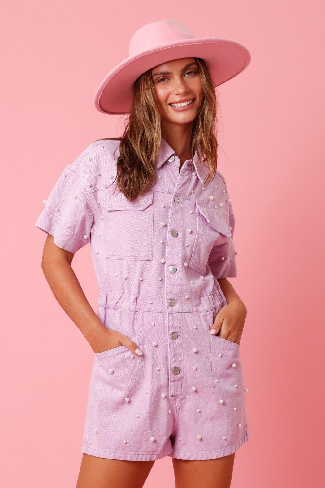 Pearl Denim Romper Product Image
