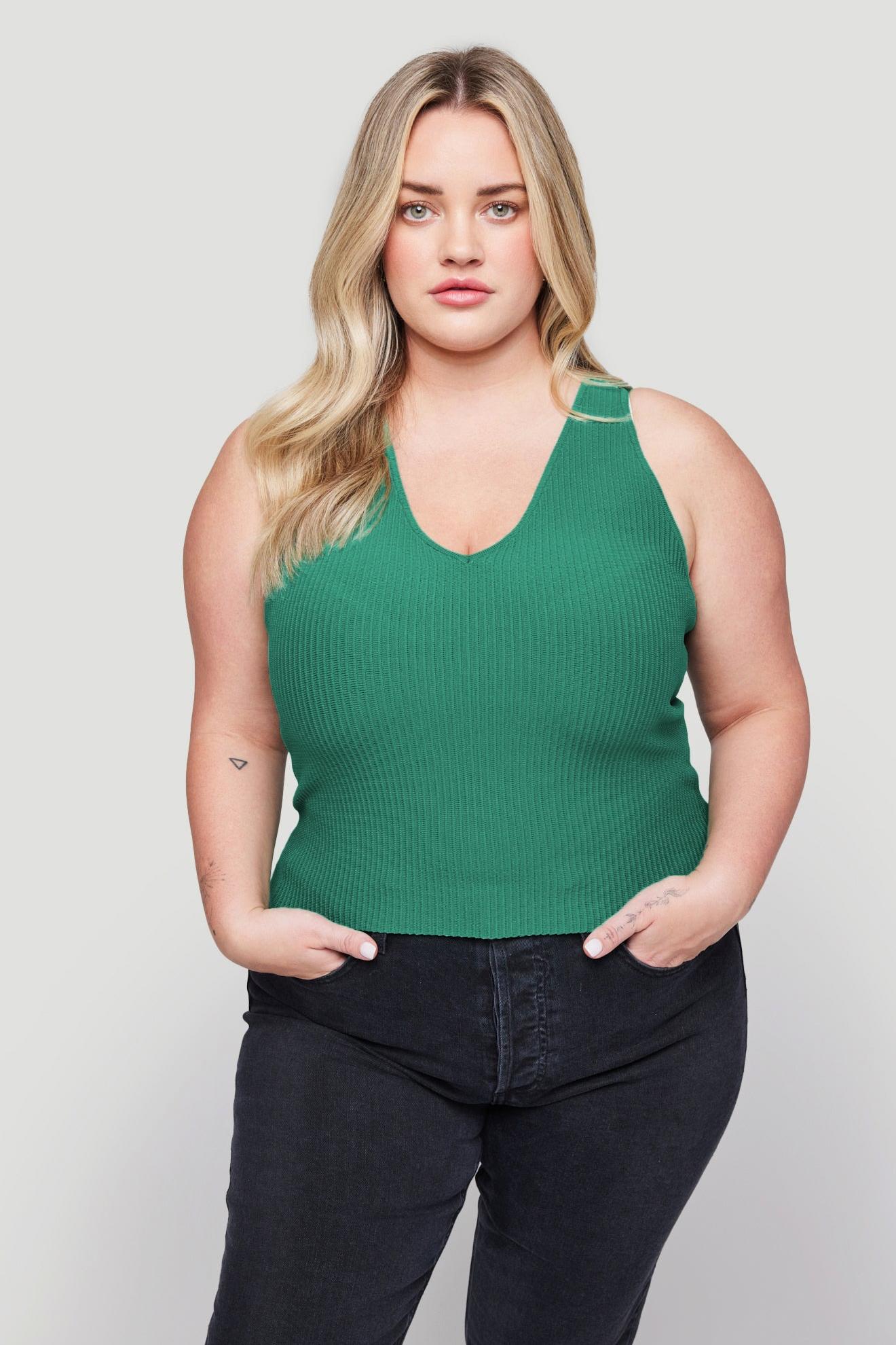 Astor V-Neck Tank - Spring Green Product Image