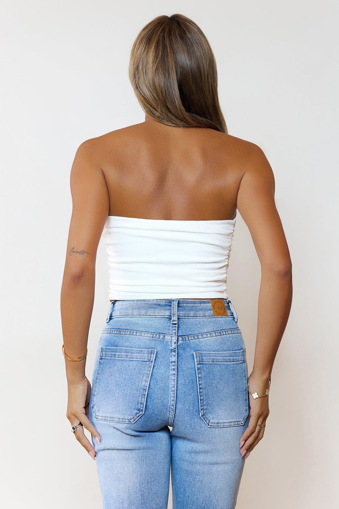 Time After Time Strapless Crop Top White Product Image