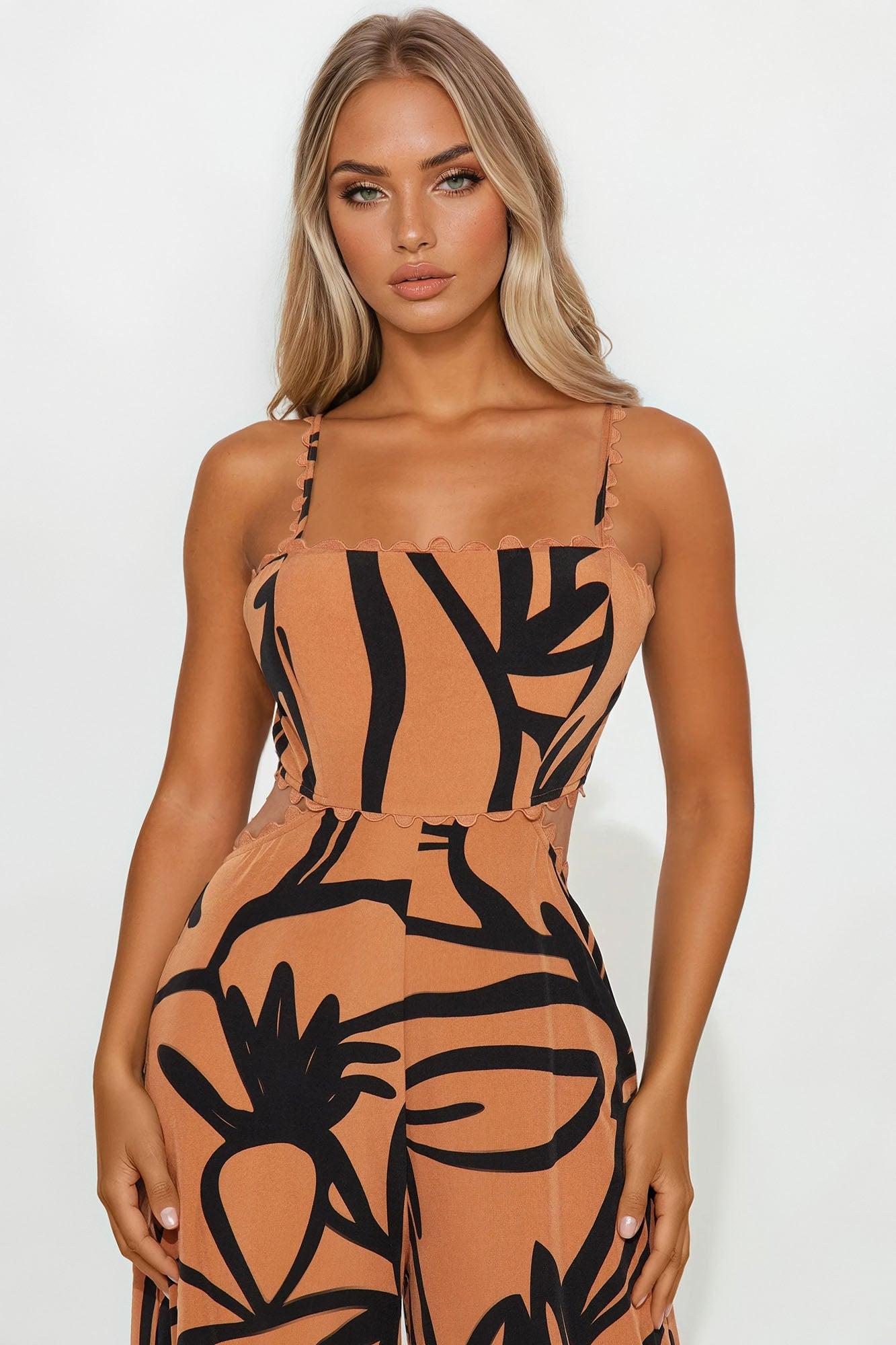 Haverly Wide Leg Jumpsuit - Black/combo Product Image