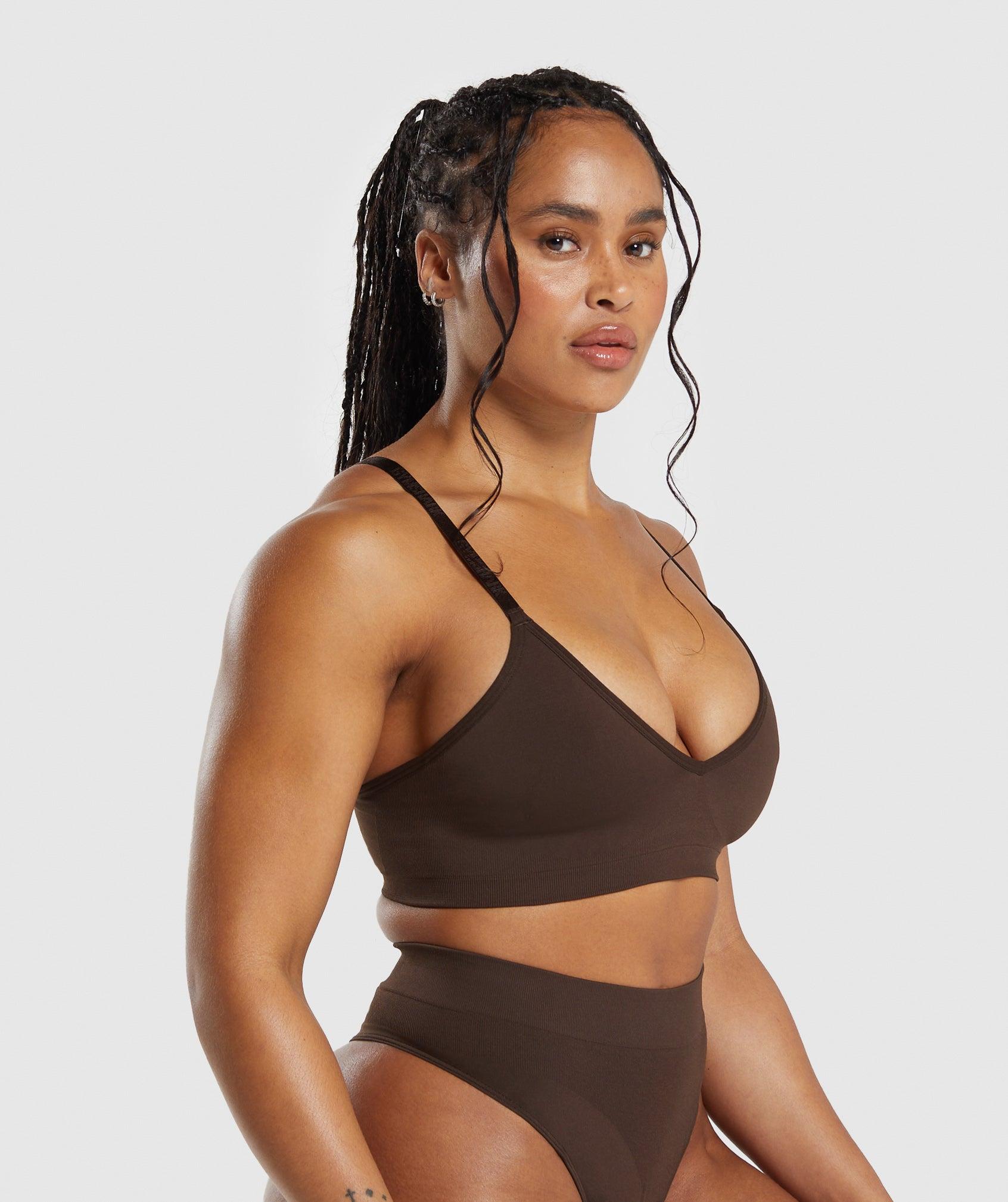 Gymshark Seamless V Neck Bralette - Archive Brown Female Product Image