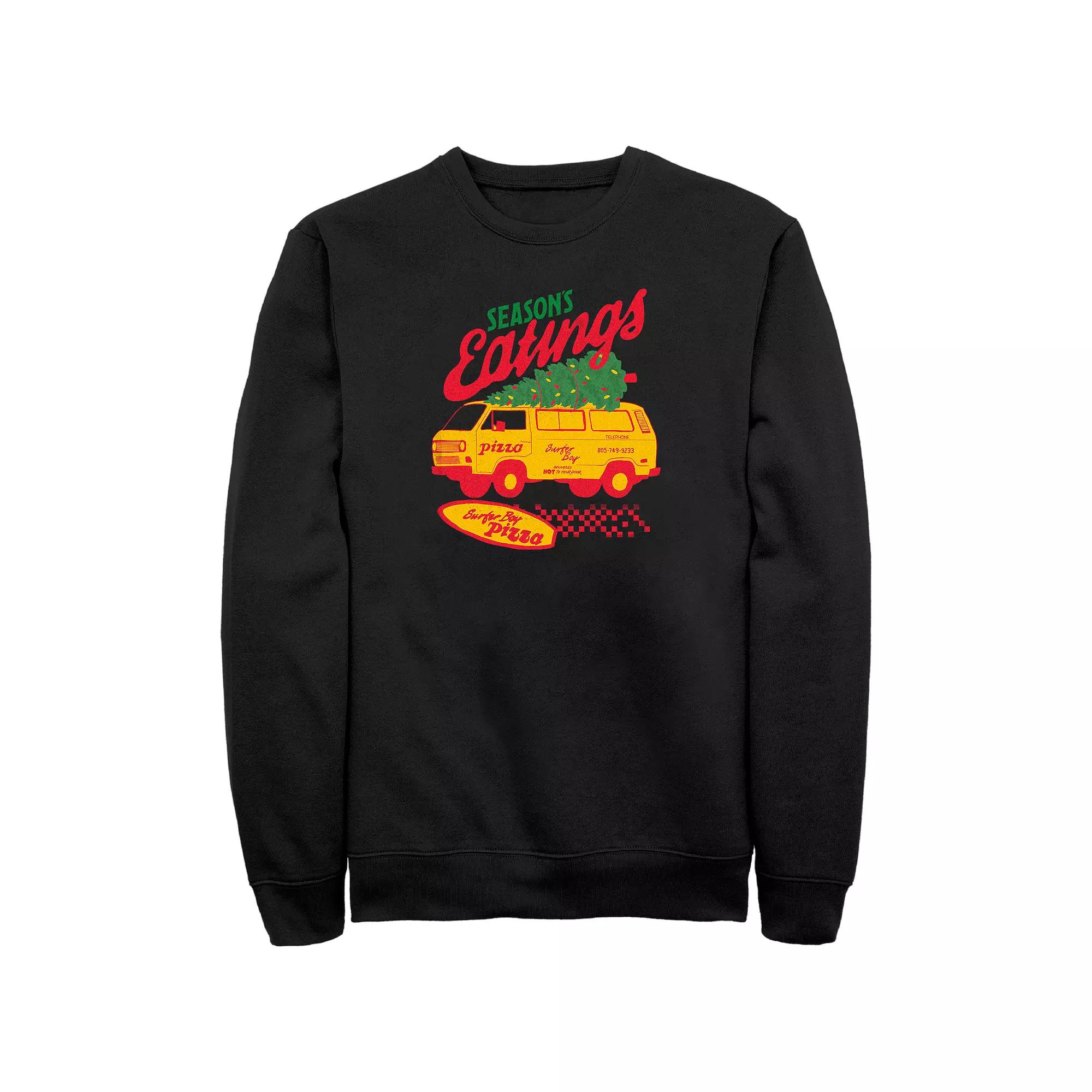 Men's Stranger Things Surfer Boy Pizza Season's Greetings Graphic Fleece,  Product Image