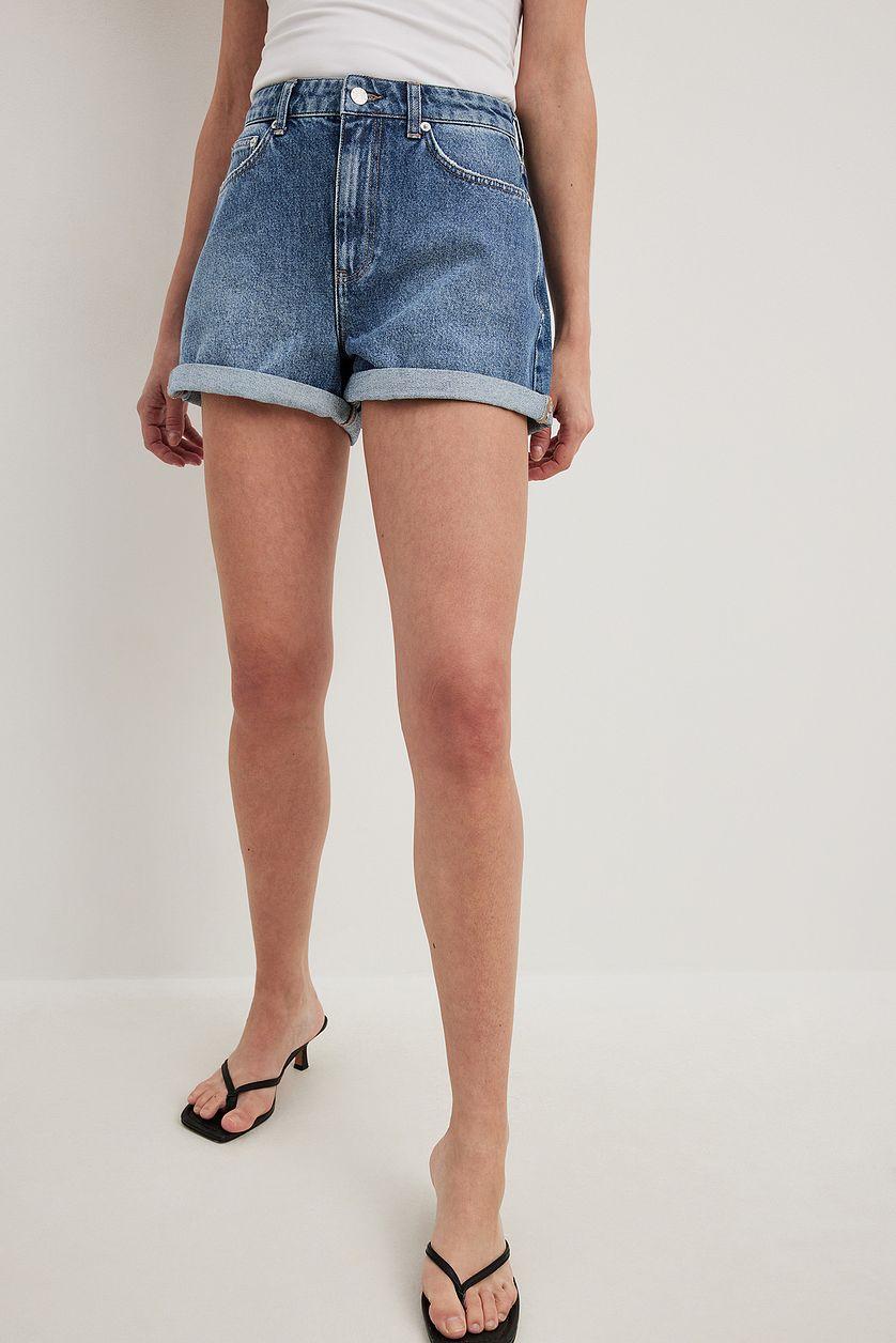 Fold Up Denim Shorts Black Product Image