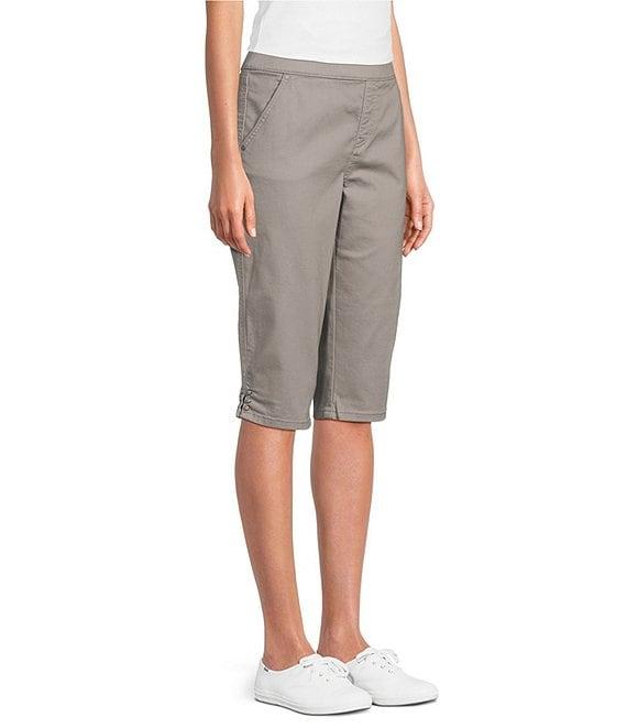 Intro Rose Heatseal Trim Side Hem Embellished Tummy Panel Mid Rise Denim Skimmer Shorts Product Image