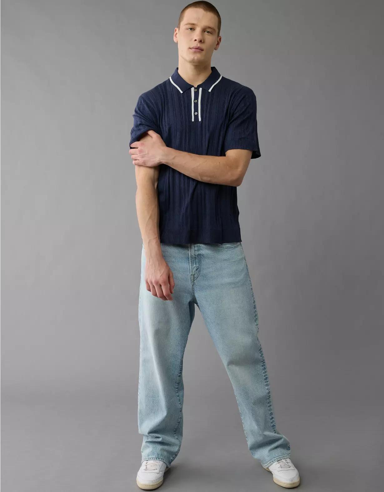 AE Weekend Tipped Sweater Polo Shirt Product Image