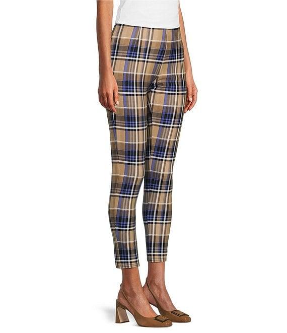Slim Factor by Investments Ponte Knit Tannin Plaid No Waist Skinny Leg Leggings Product Image