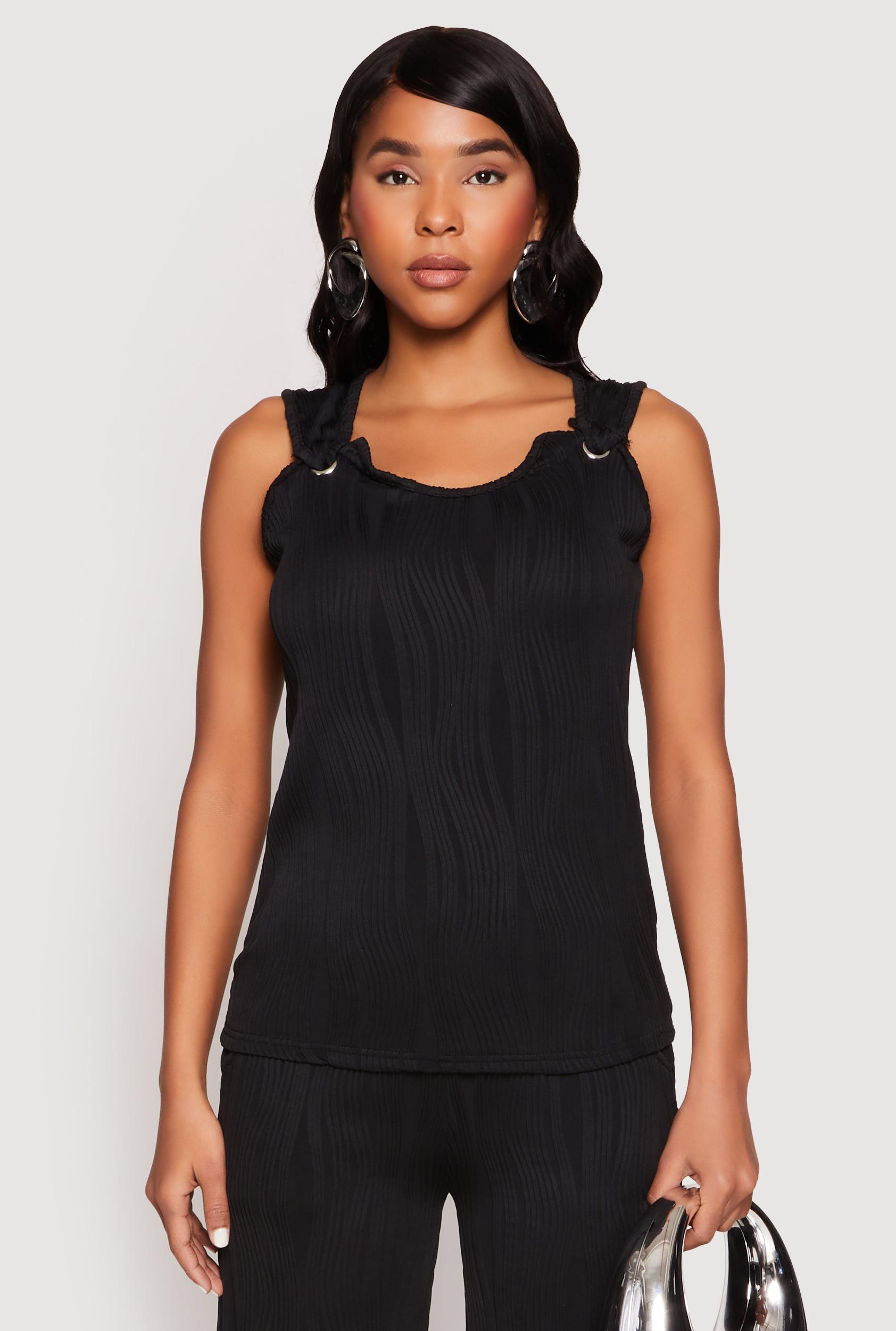 Womens Textured Knit Scoop Neck Blouse Product Image