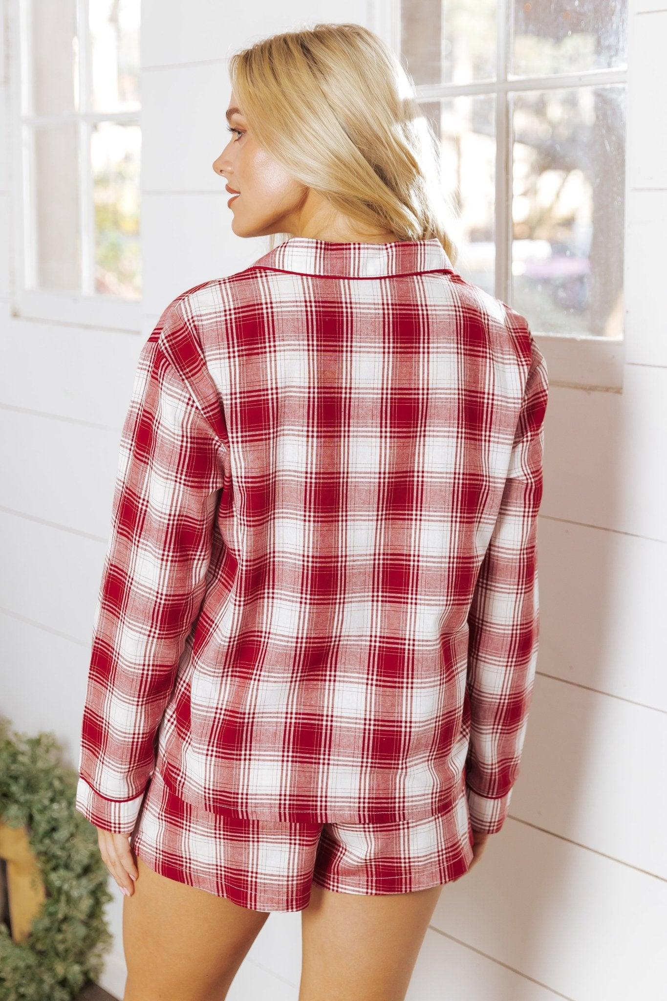 Waking Up Red Plaid Shirt & Shorts Set - FINAL SALE Female Product Image