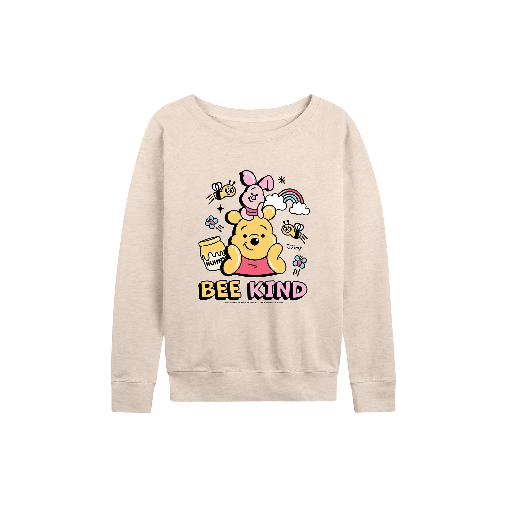 Disney's Winnie the Pooh Piglet & Pooh Women's Bee Kind French Terry Long Sleeve Tee, Girl's,  Product Image