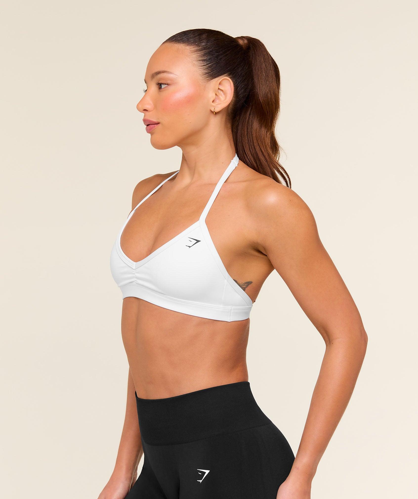 Gymshark Minimal Halterneck Sports Bra - White Female Product Image