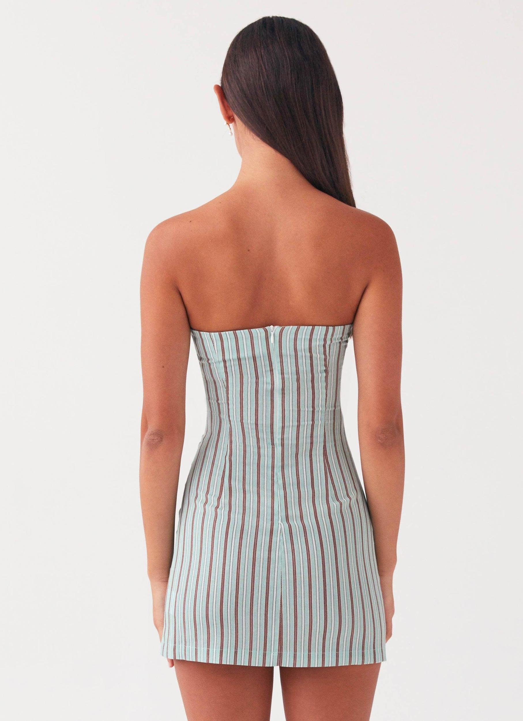 Noline Linen Mini Dress - Coastal Stripe Product Image
