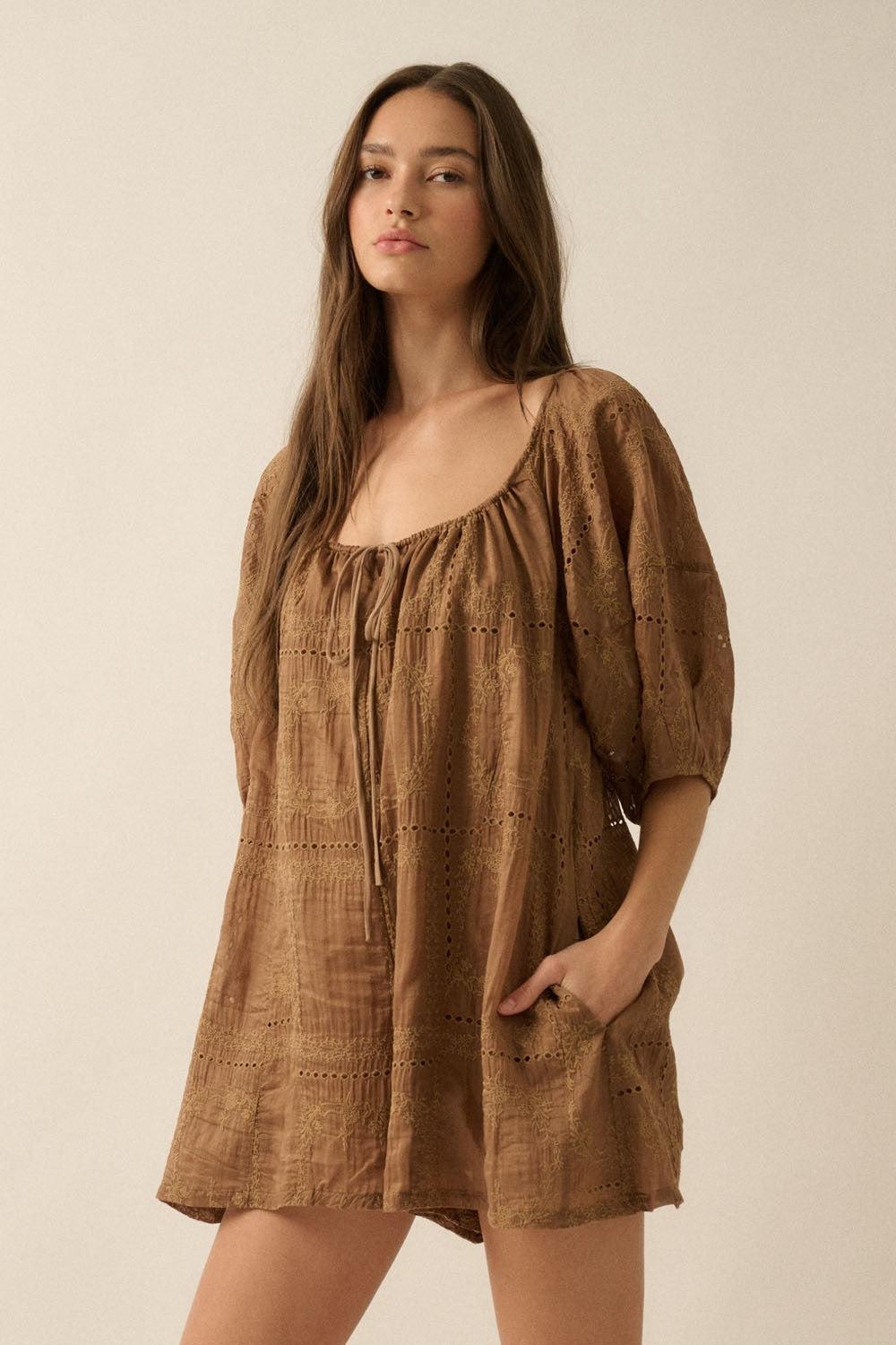 Eyelet Loose Fit Romper Product Image